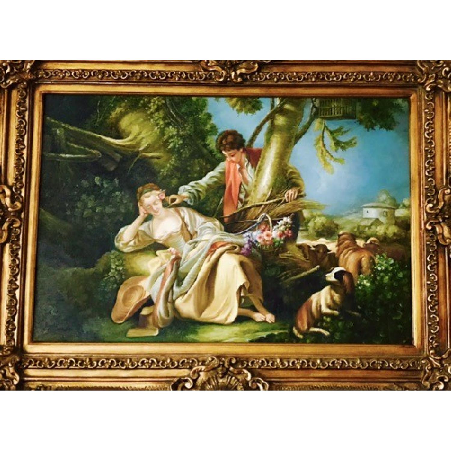 Replica of Boucher Painting & Antique Gold Frame - image-2