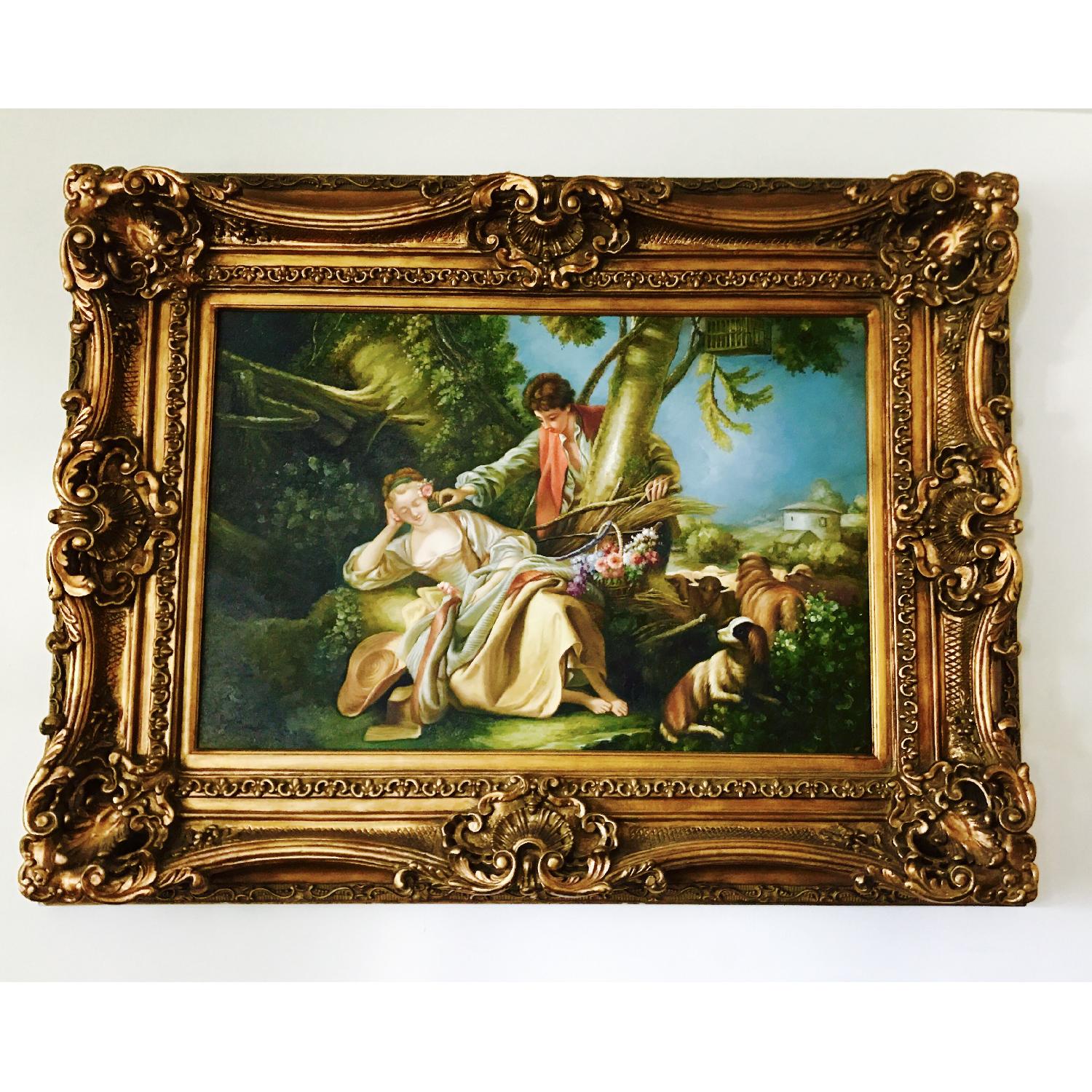 Replica of Boucher Painting & Antique Gold Frame - image-3