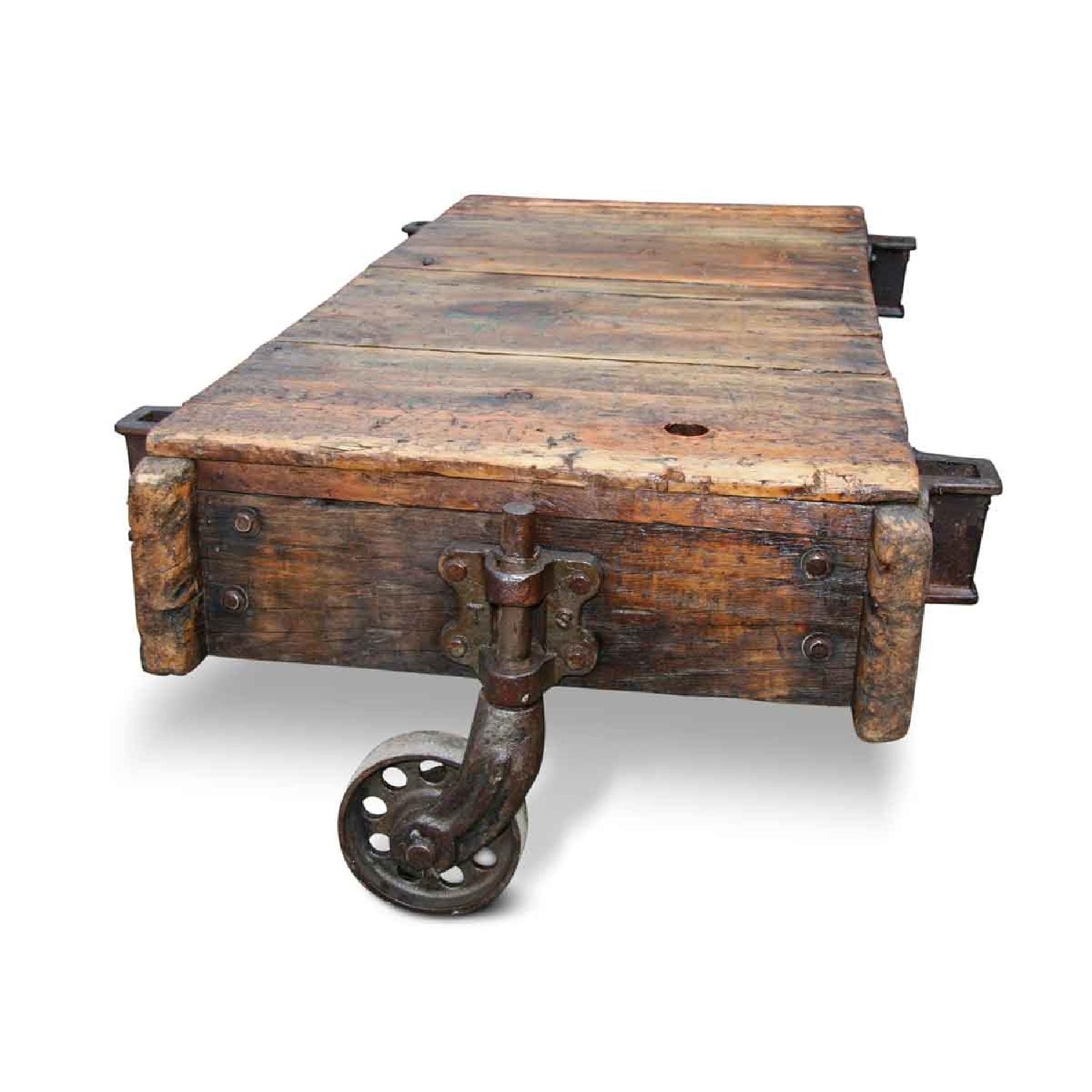 Custom Vintage Factory Cart Coffee Table - image-1
