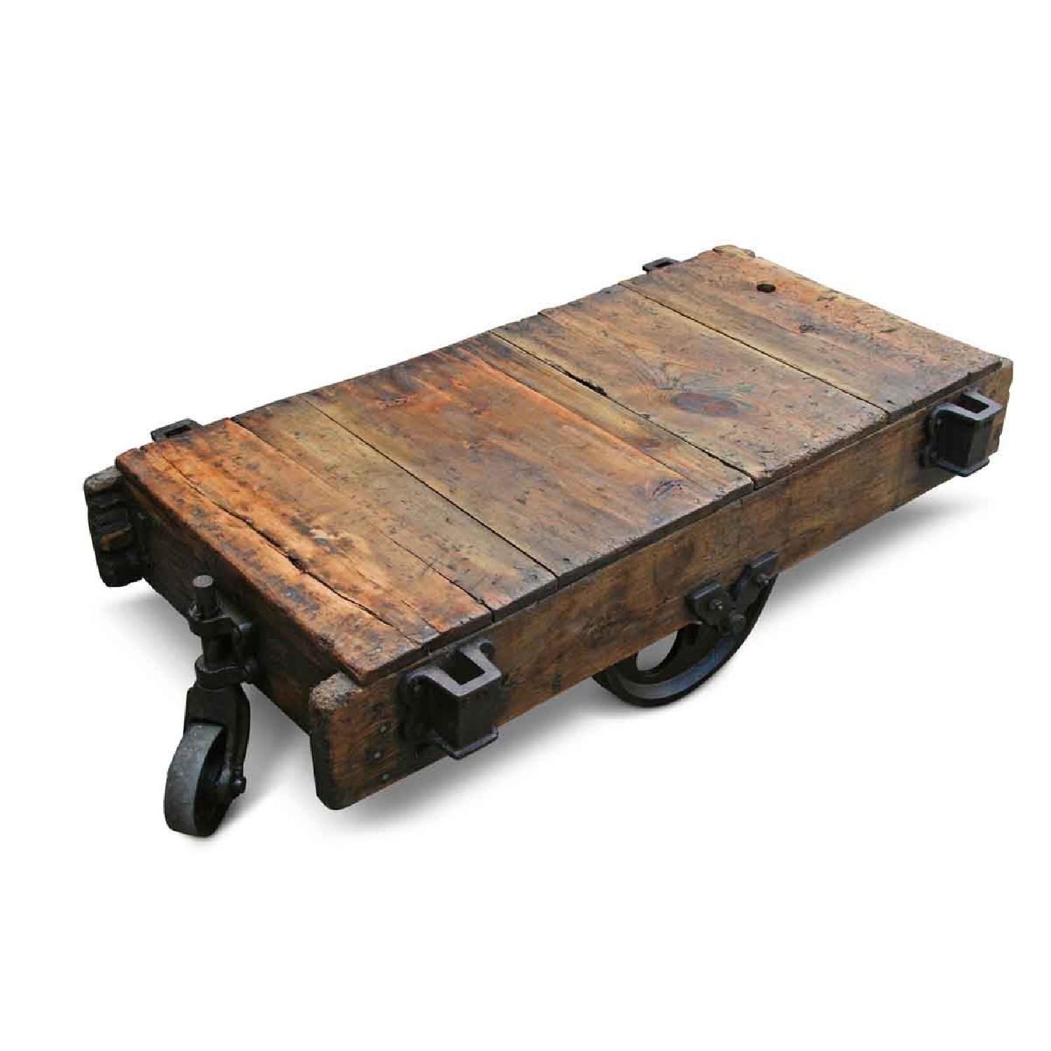 Custom Vintage Factory Cart Coffee Table - image-2