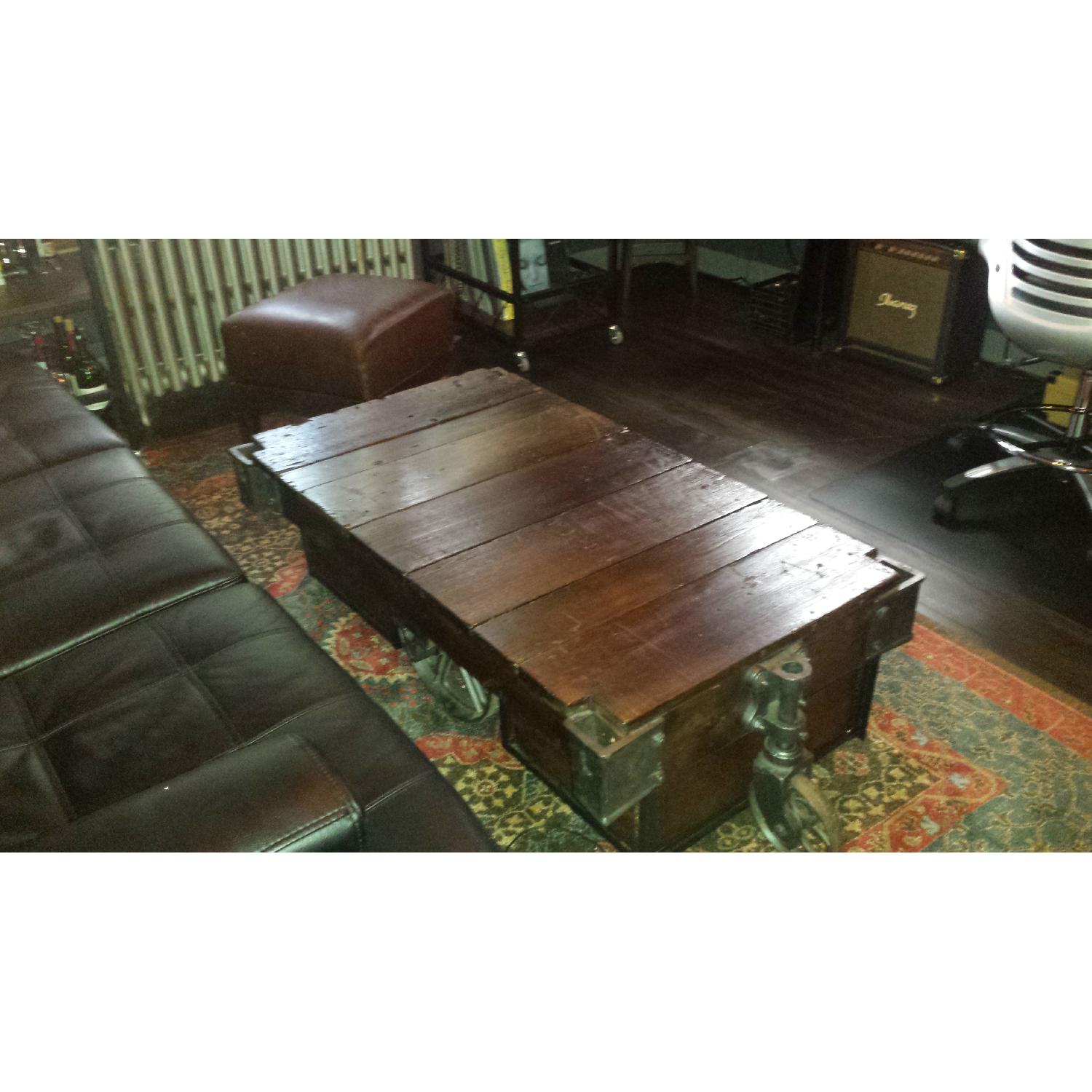 Custom Vintage Factory Cart Coffee Table - image-4