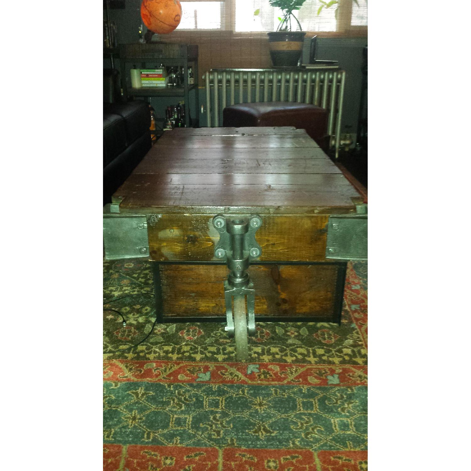 Custom Vintage Factory Cart Coffee Table - image-5