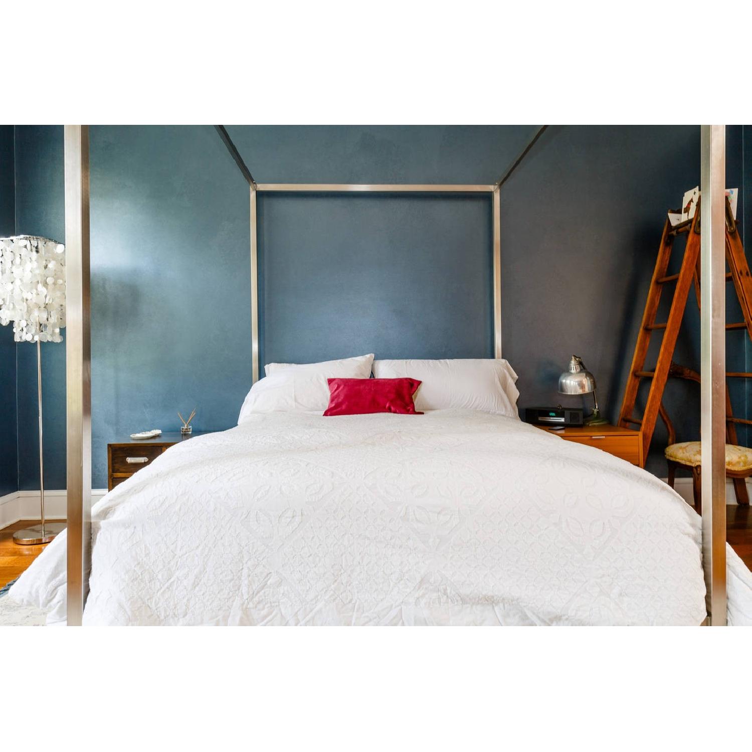 Modern Stainless Steel 4 Poster Queen Bed - image-2