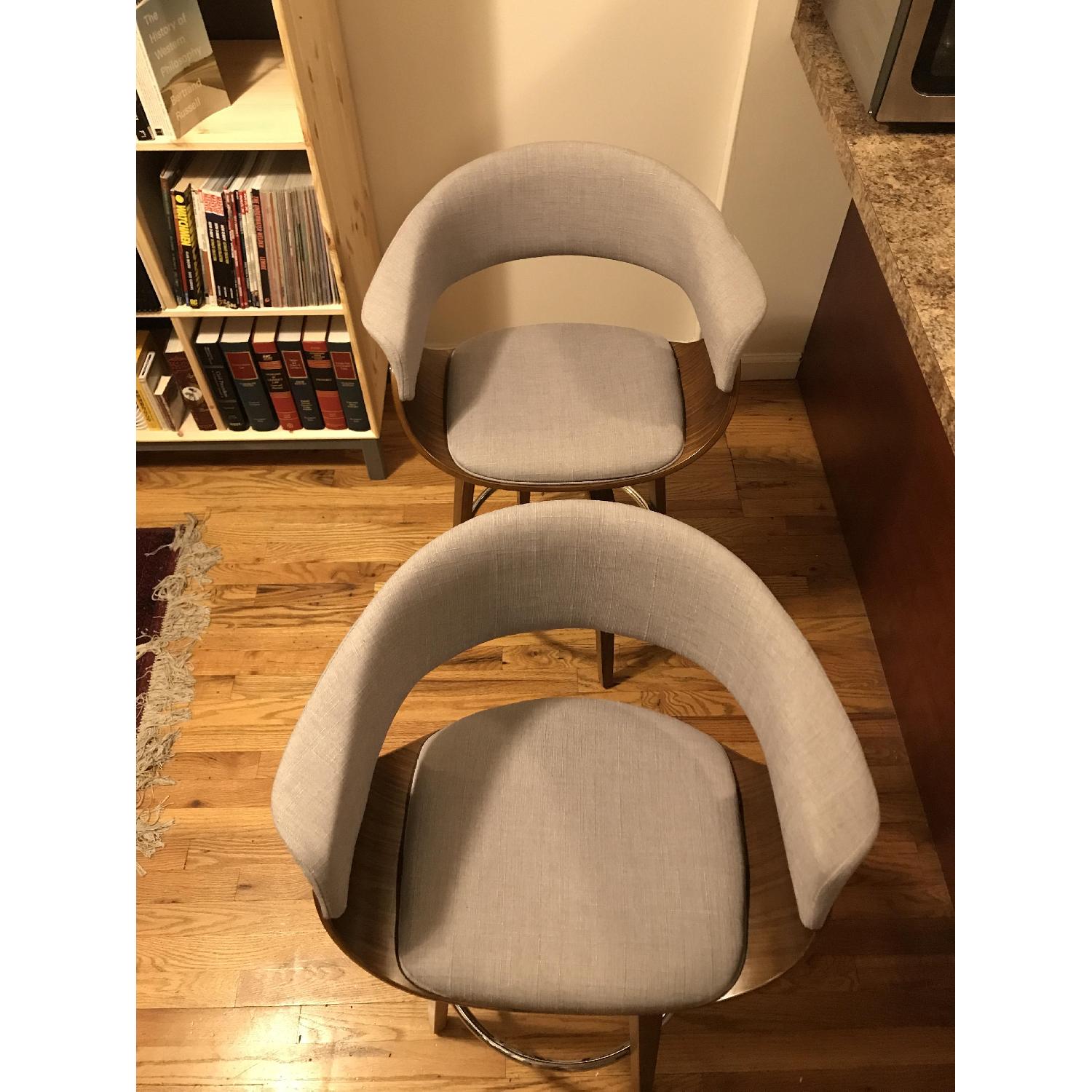 Holt Mid Century Grey Fabric Counter Stools - image-3