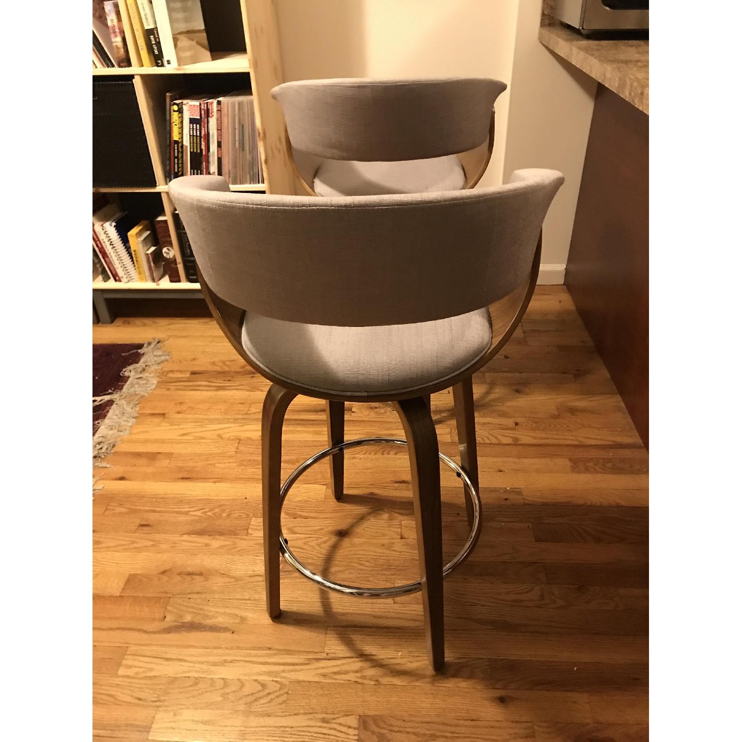 Holt Mid Century Grey Fabric Counter Stools - image-4