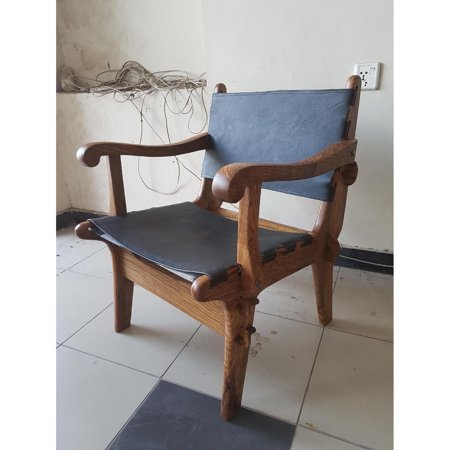 Safari Chair w/ Leather Uphostery - image-1