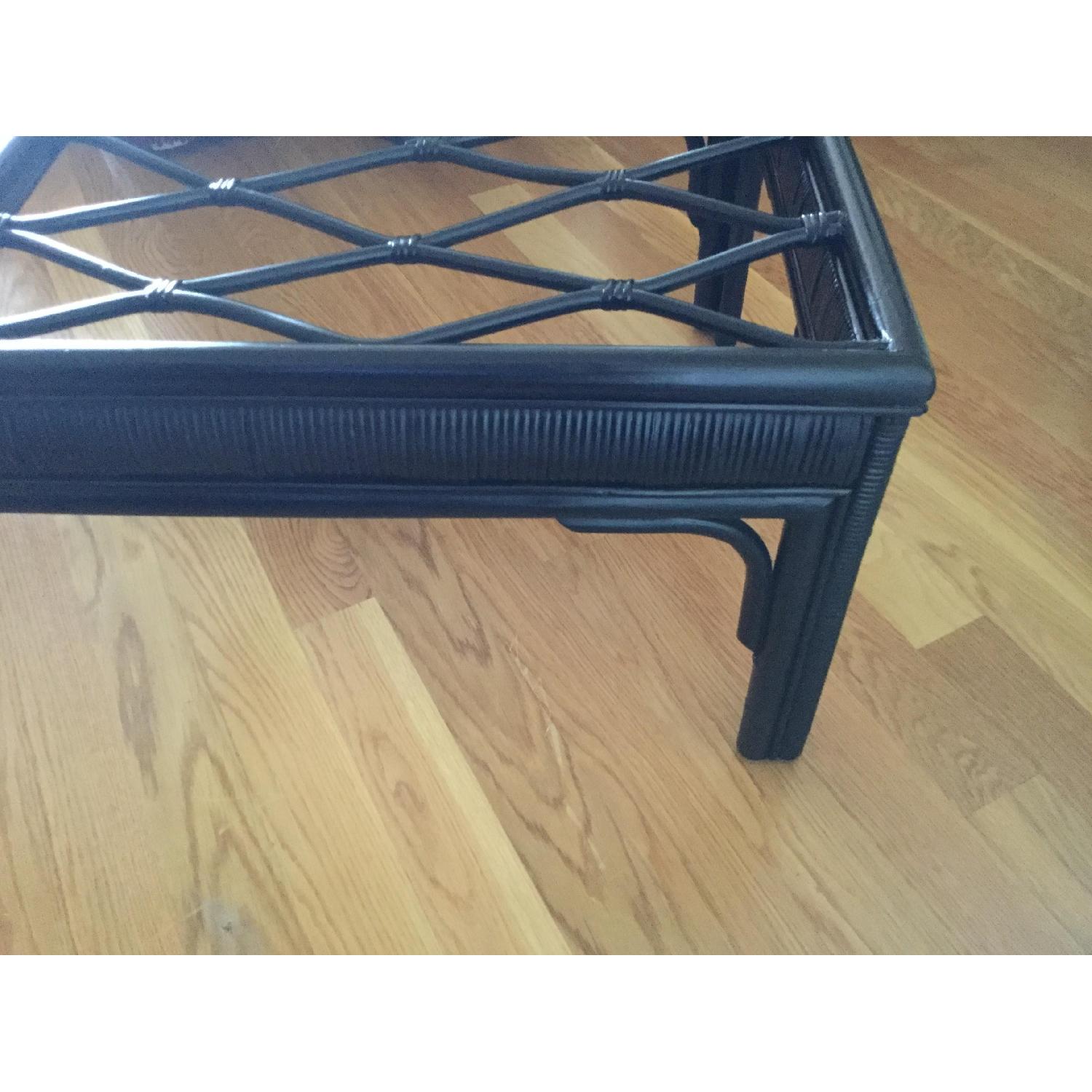 Hollywood Regency Style Black Rattan Coffee Table - image-1