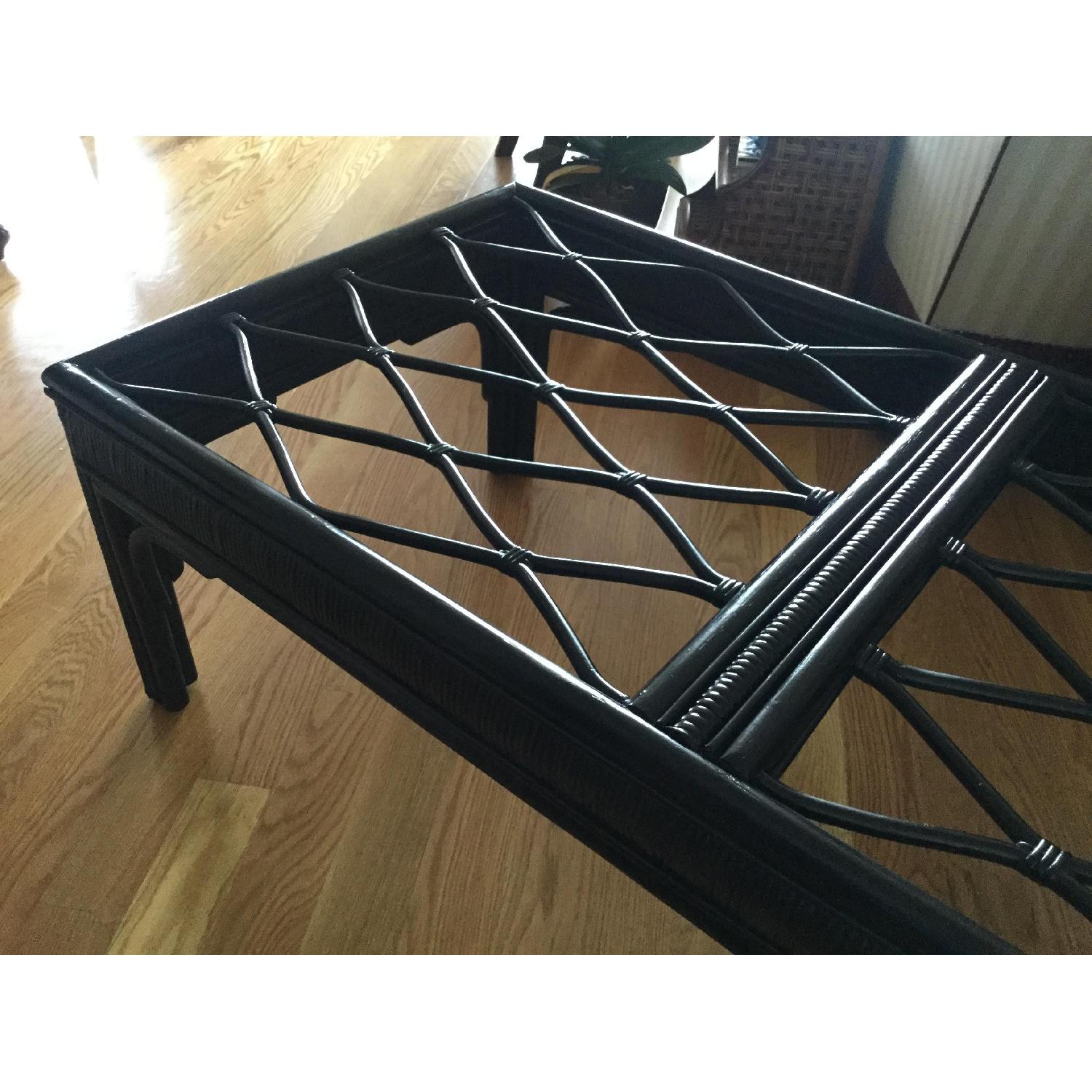 Hollywood Regency Style Black Rattan Coffee Table - image-3