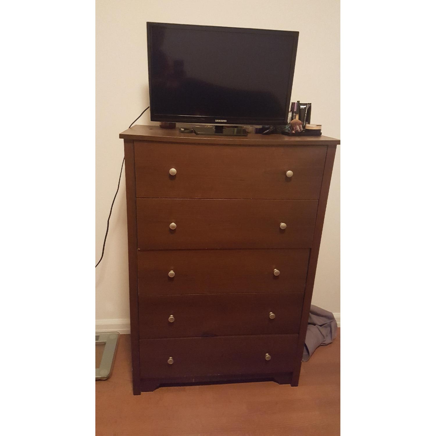 5 Drawer Dark Wood Dresser - image-1