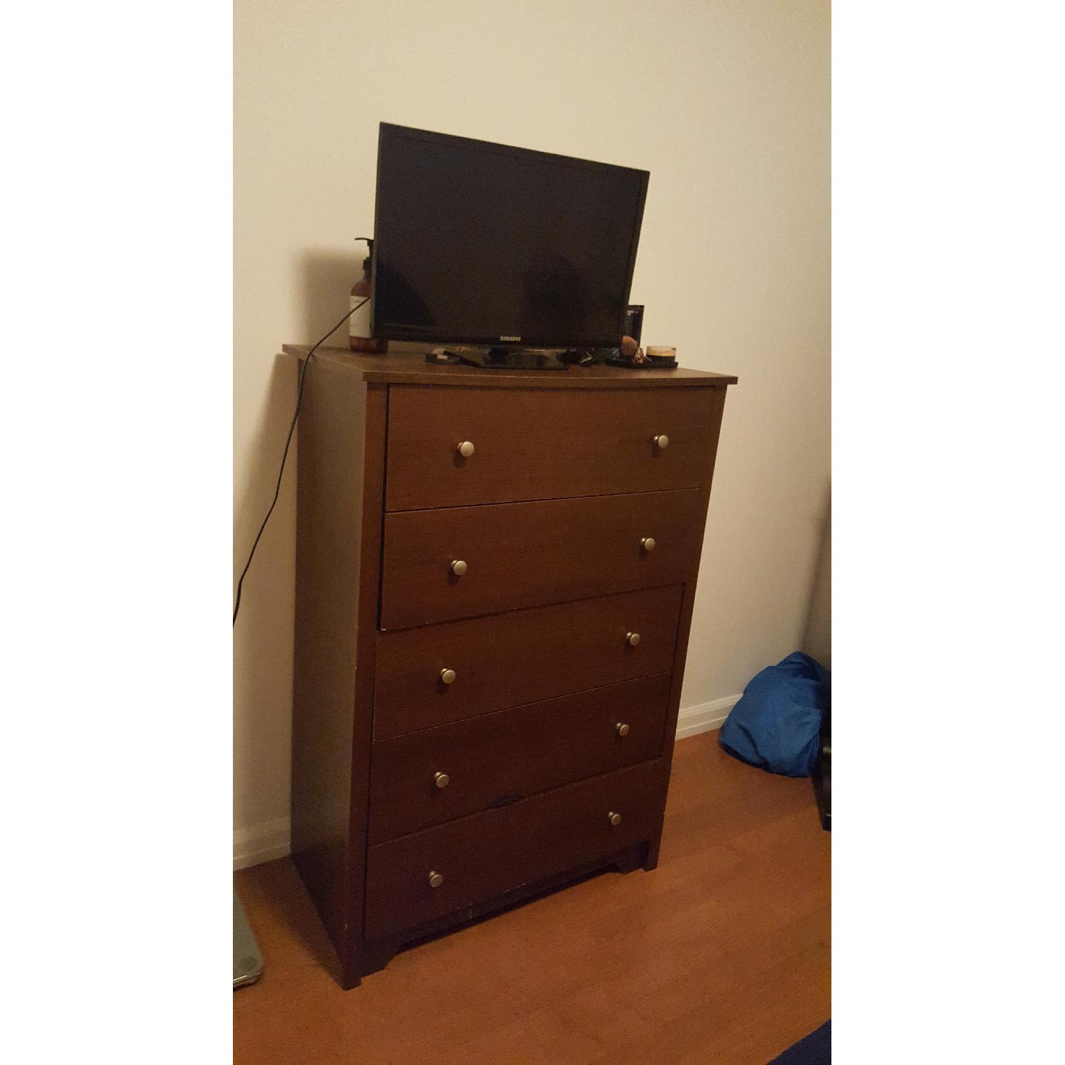 5 Drawer Dark Wood Dresser - image-2