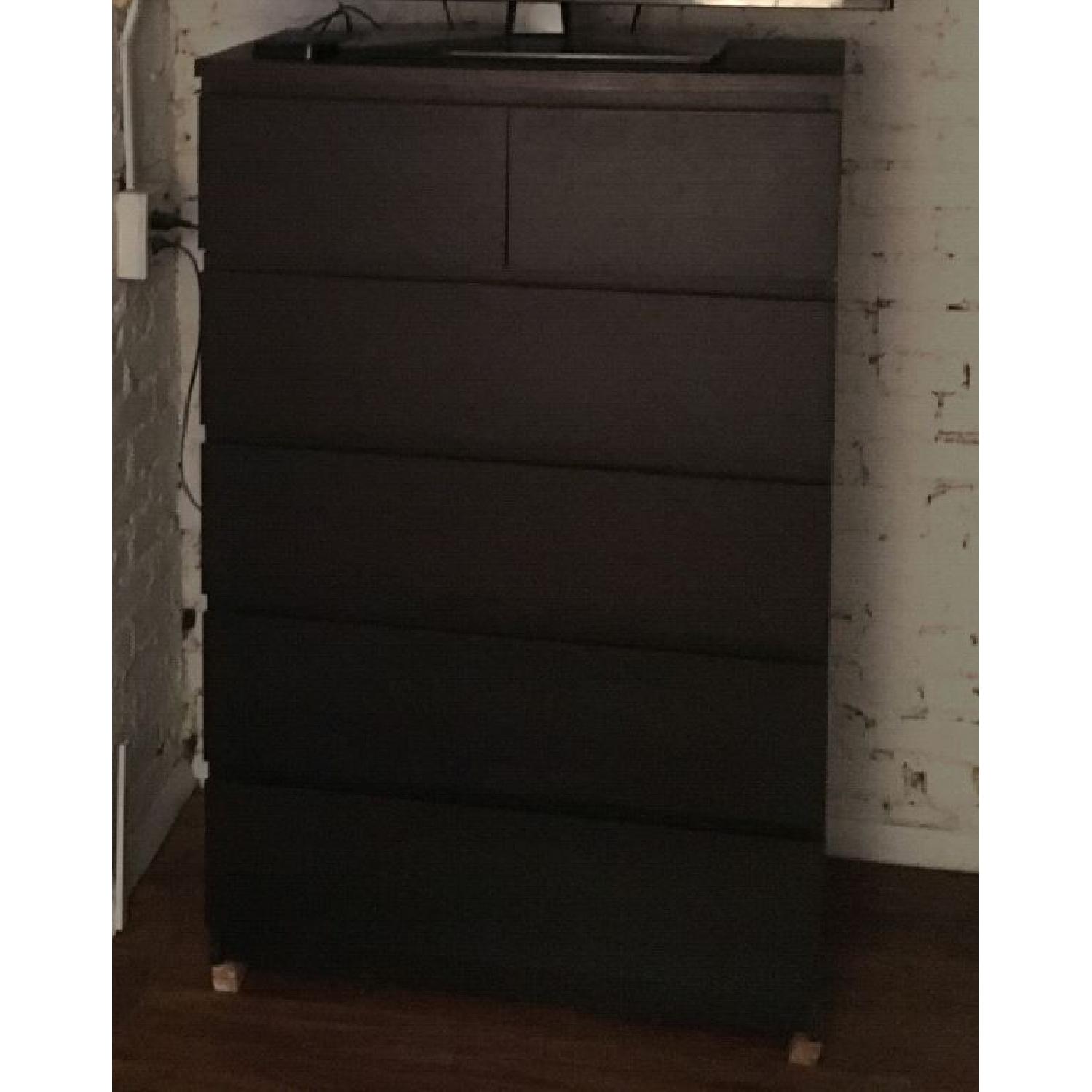 Ikea Malm 6-Drawer Chest in Black-Brown - image-1