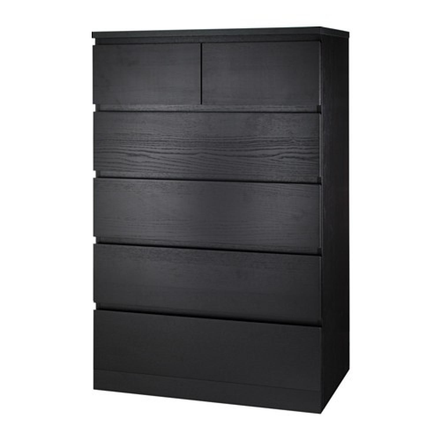Ikea Malm 6-Drawer Chest in Black-Brown - image-0