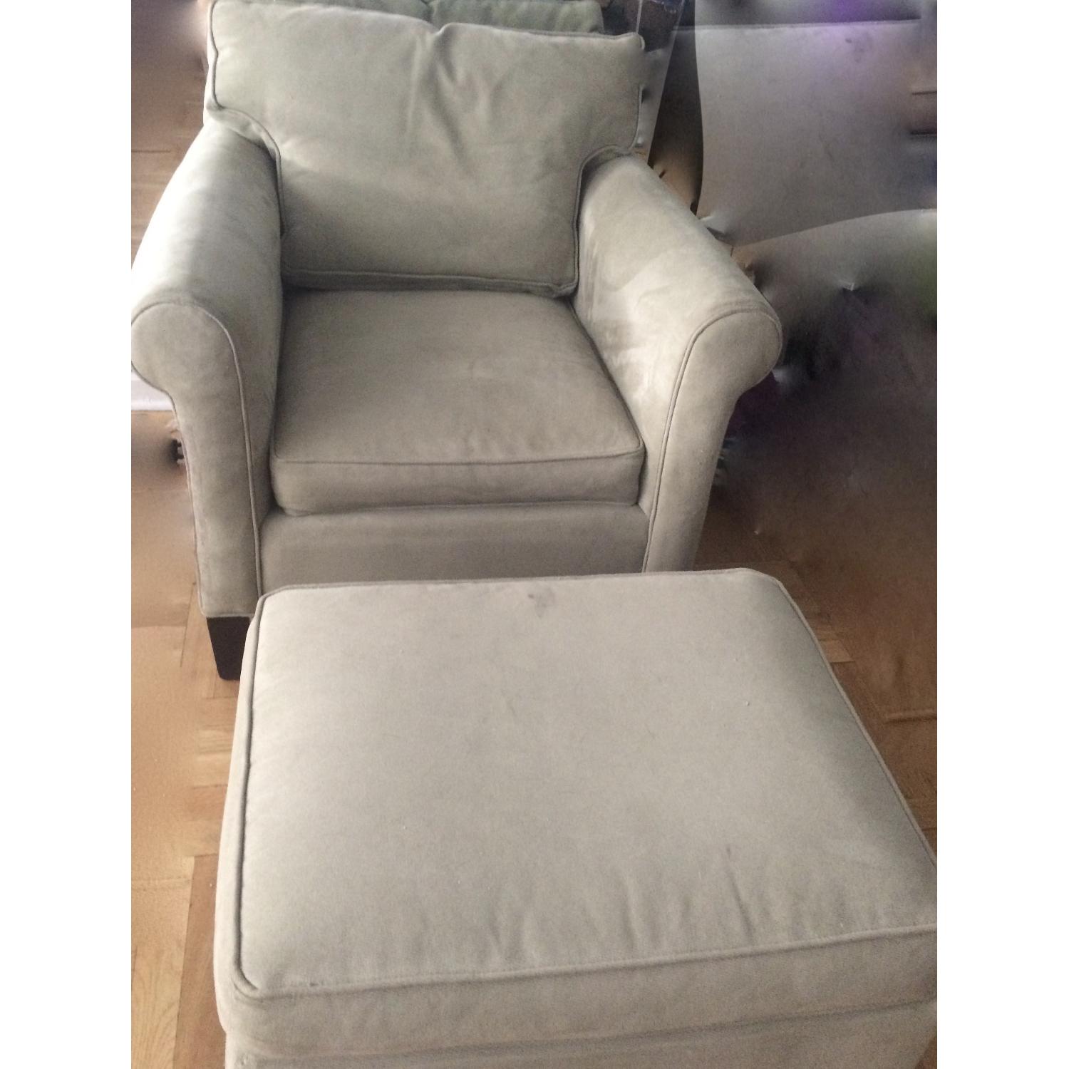 Room & Board Couch + Chair & Ottoman in Light Green/Grey - image-4