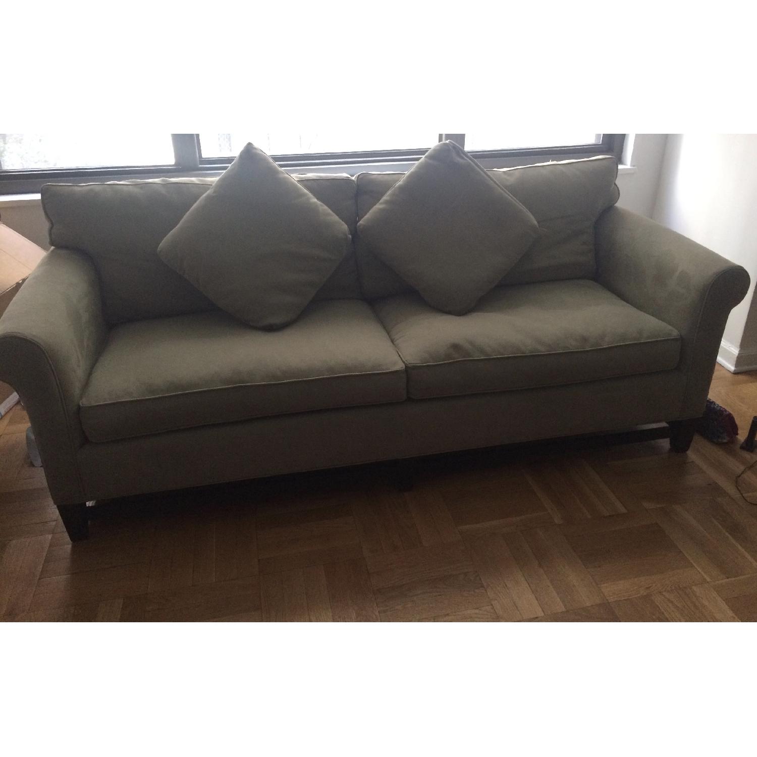 Room & Board Couch + Chair & Ottoman in Light Green/Grey - image-5