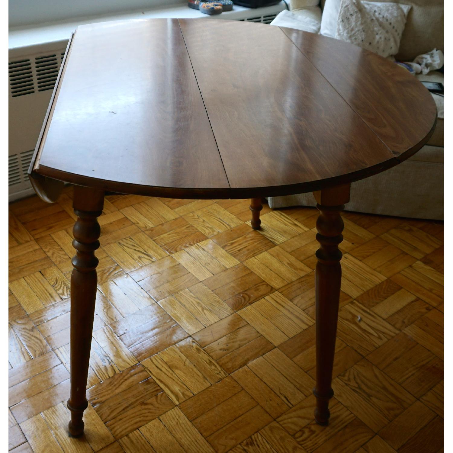 Ethan Allen Drop Leaf Round Dining Table w/ Laminate Top - image-3