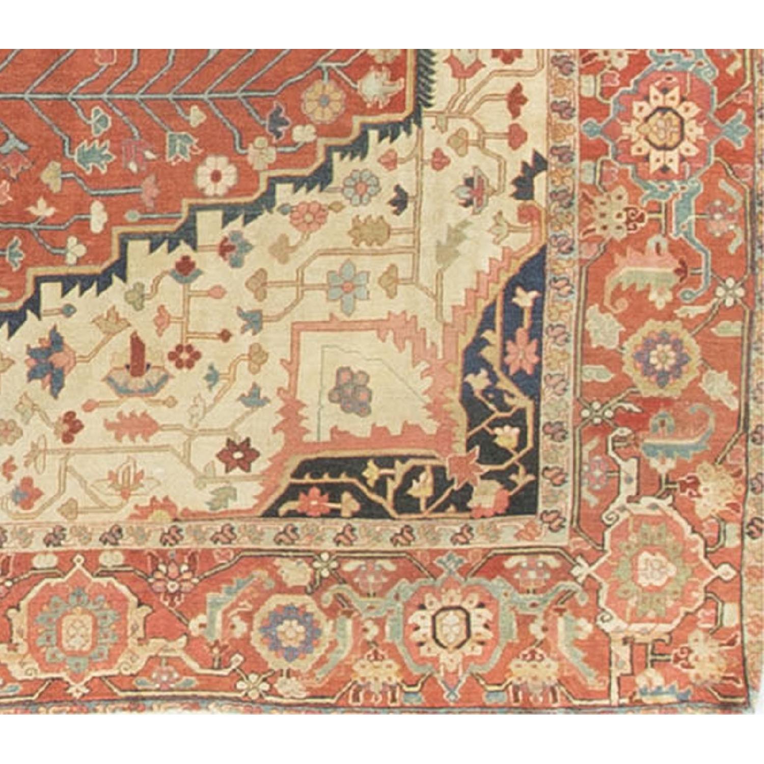 Antique Persian Serap Square Rug in Multi - image-1