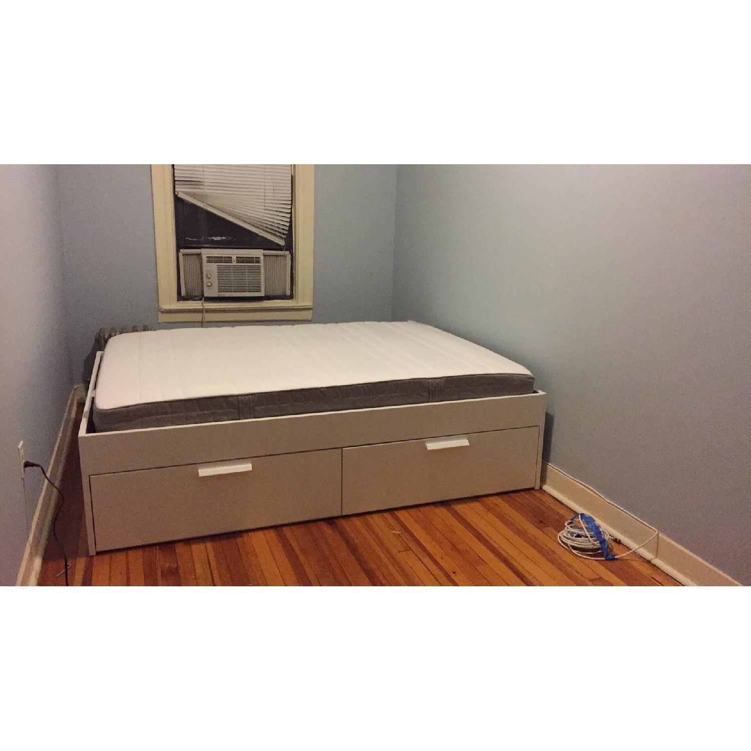 Ikea Brimnes White Full Size Bed Frame w/ Storage - image-1