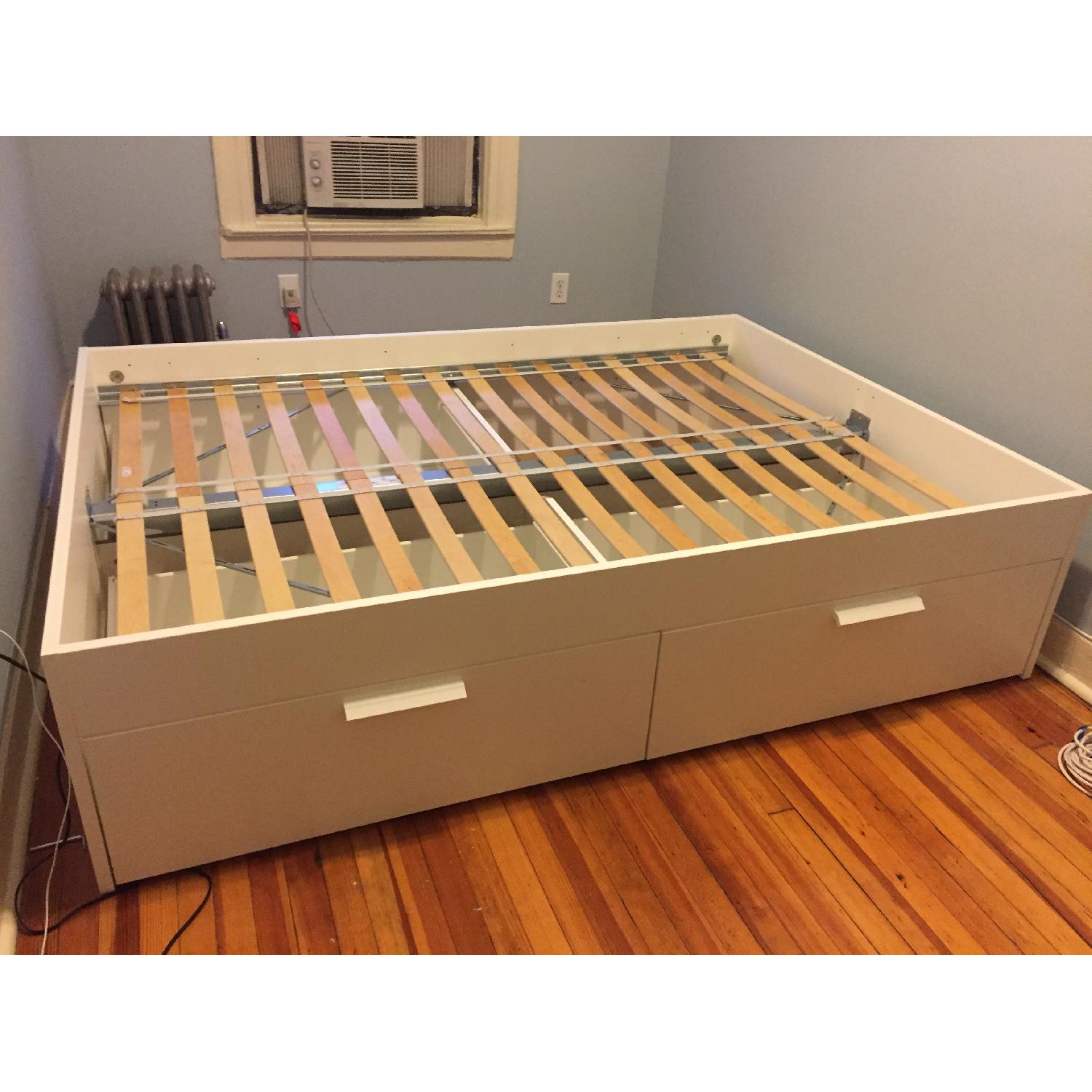 Ikea Brimnes White Full Size Bed Frame w/ Storage - image-2