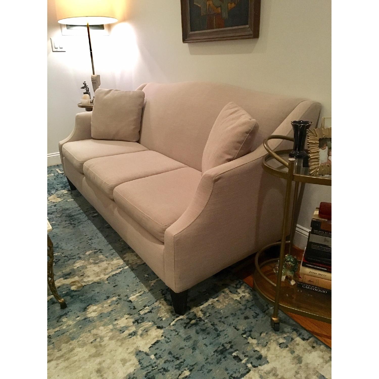 Macy's Three-Seat Canvas/Pearl Sofa - image-3
