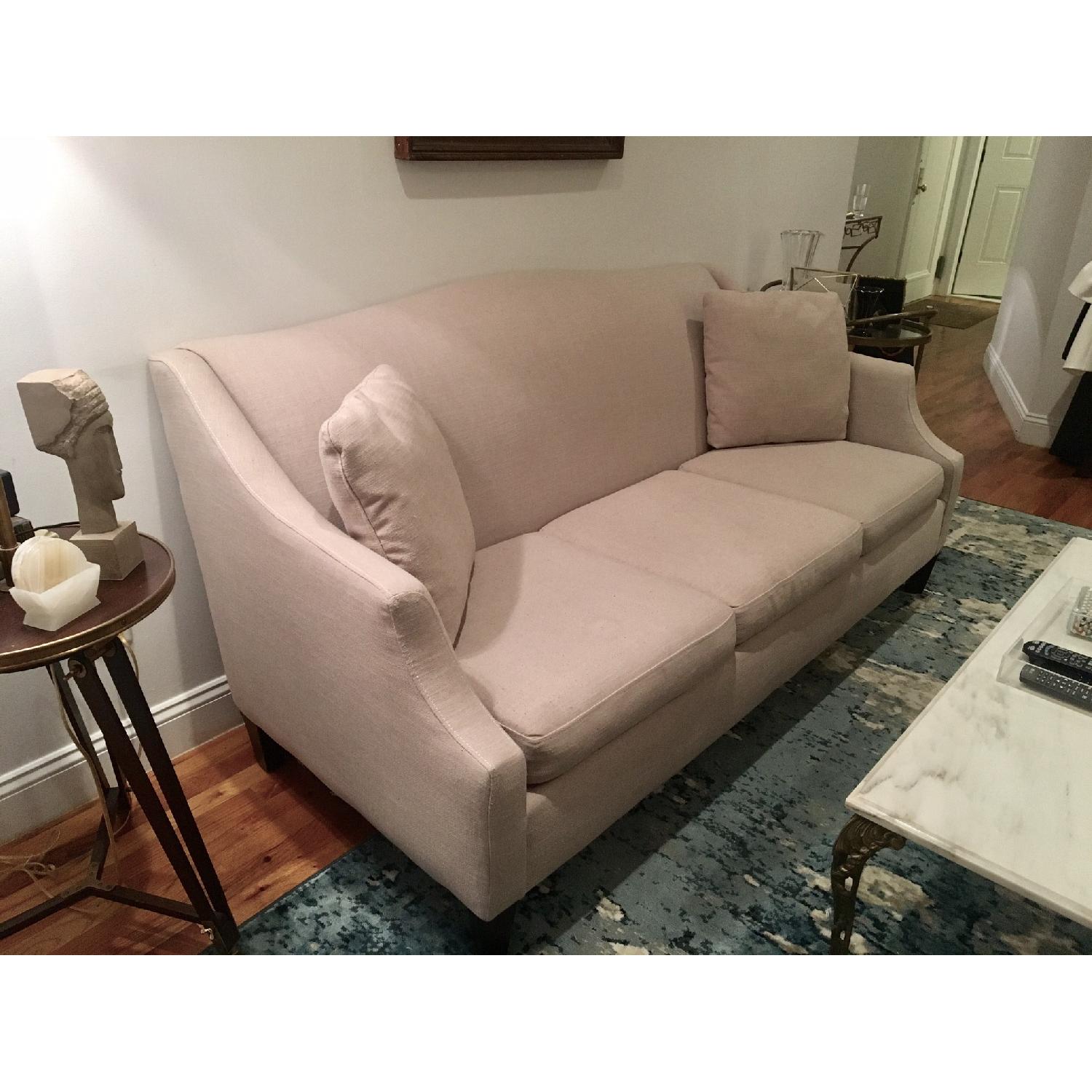 Macy's Three-Seat Canvas/Pearl Sofa - image-5