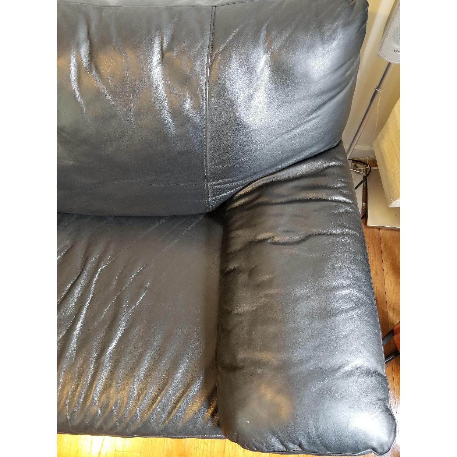 Ikea Black Leather Sofa - image-3