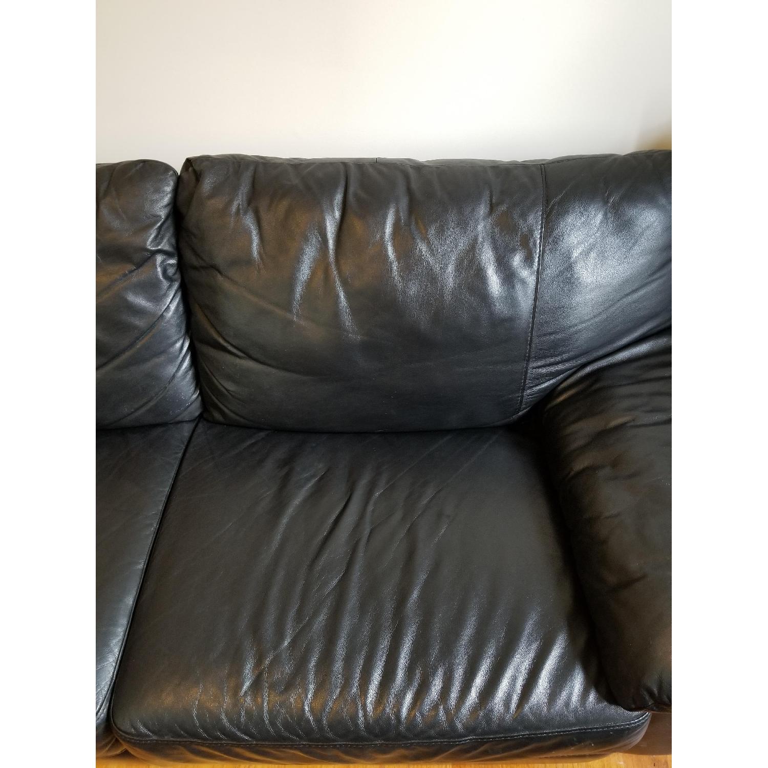 Ikea Black Leather Sofa - image-4