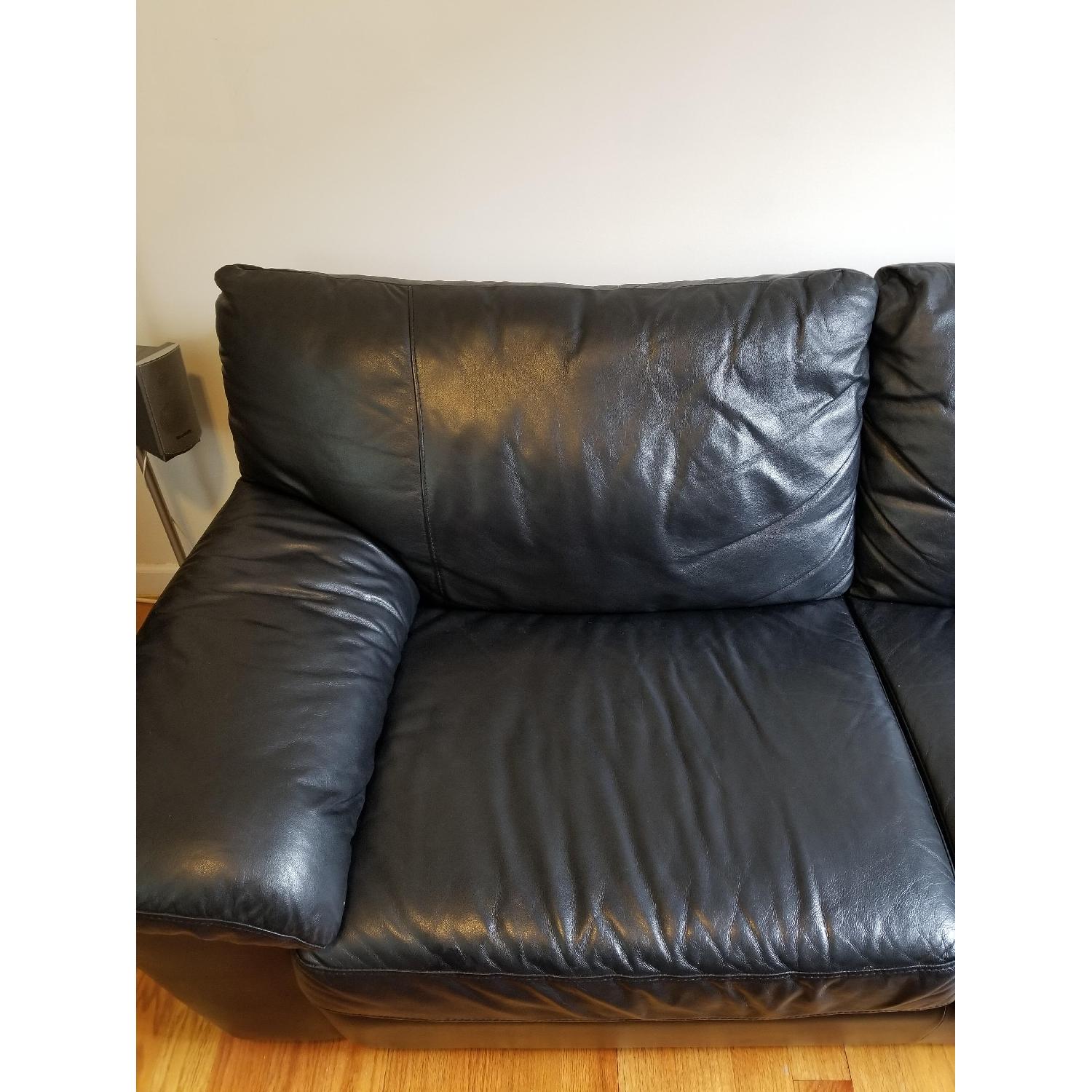 Ikea Black Leather Sofa - image-5