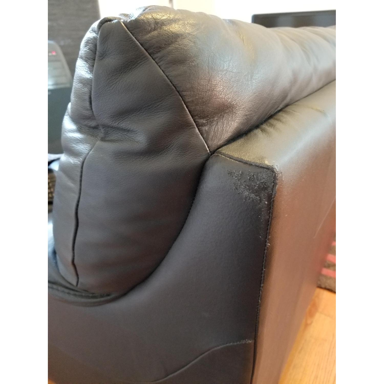 Ikea Black Leather Sofa - image-7