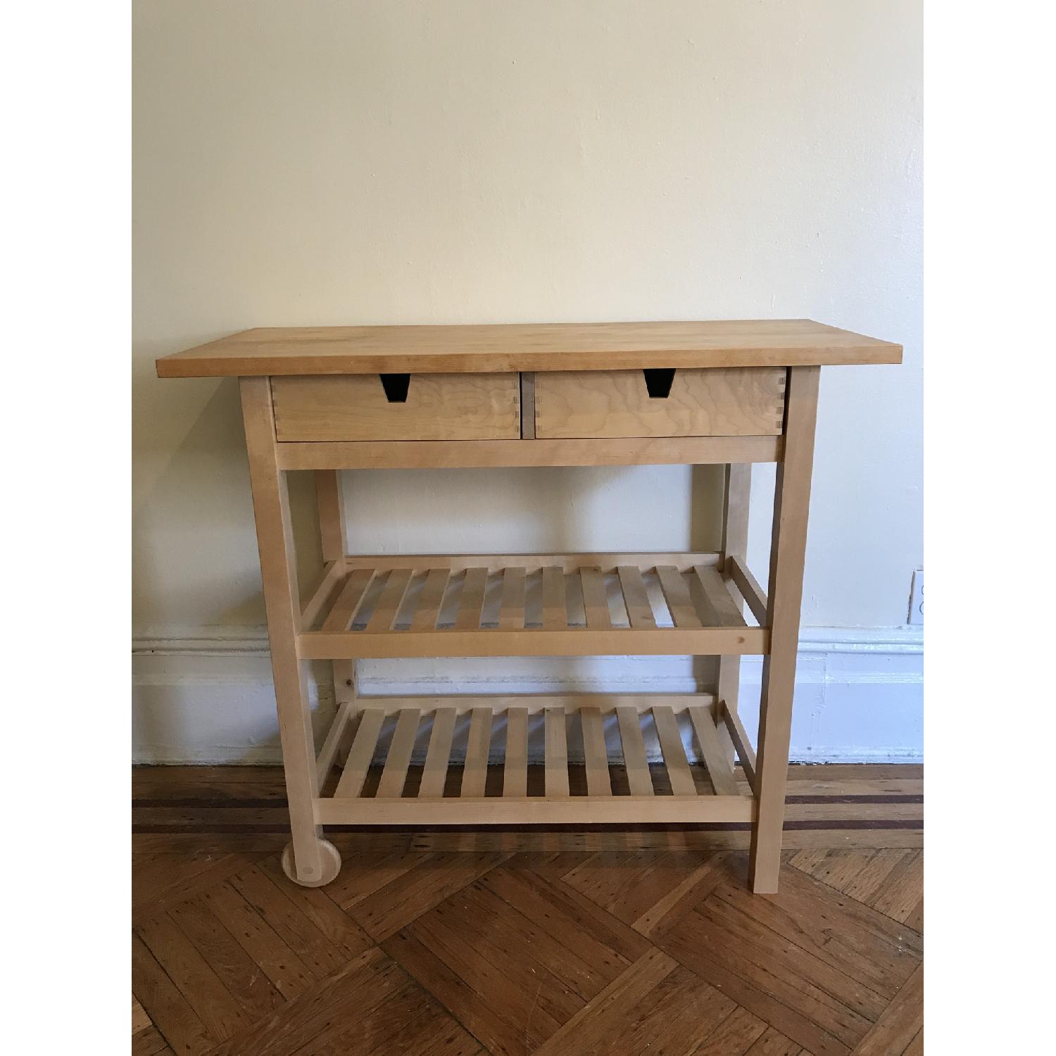 Ikea Kitchen Cart/Iisland w/ Shelves in Birch Wood - image-1