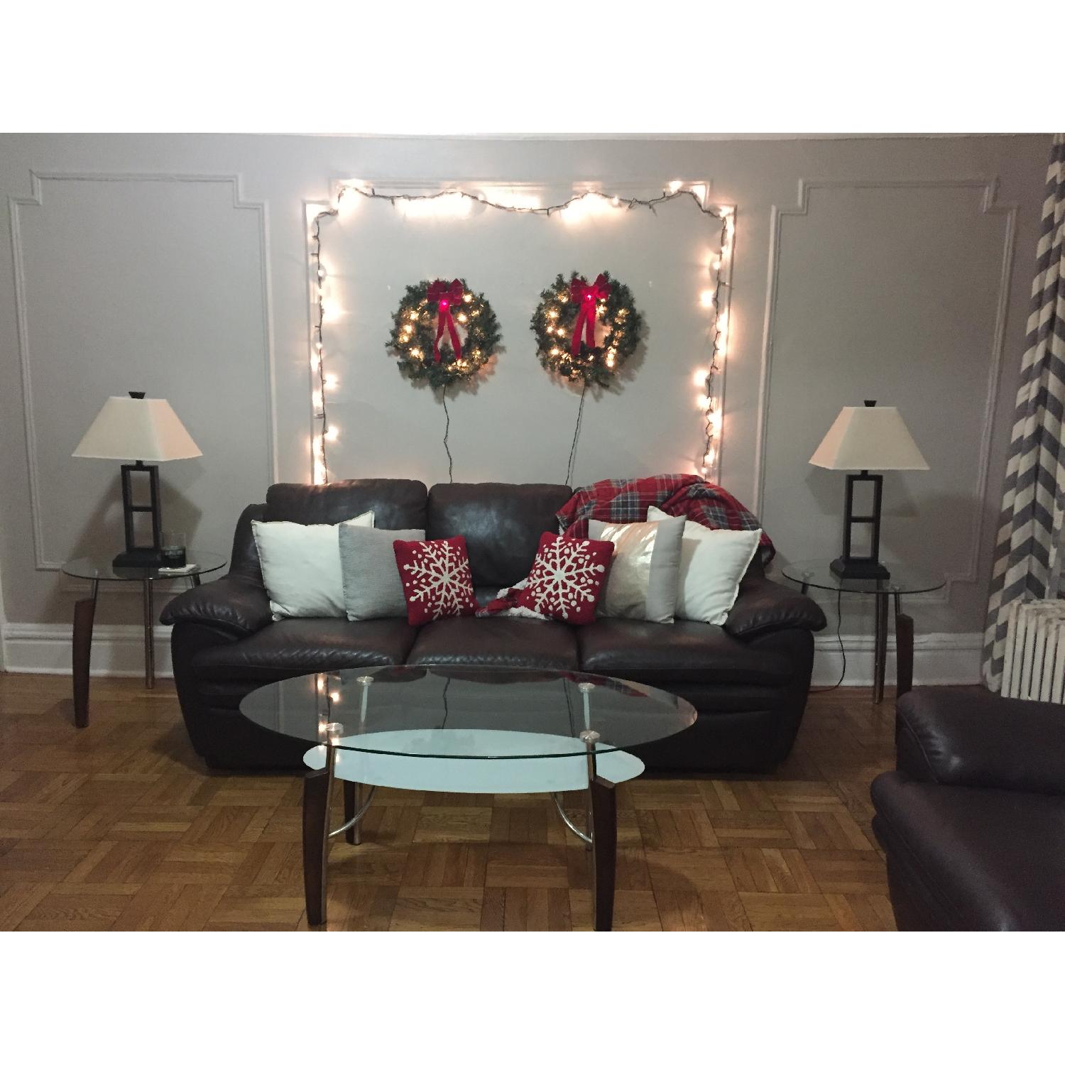 Raymour & Flanigan Natuzzi Italia Leather Reclining Sofa - image-3