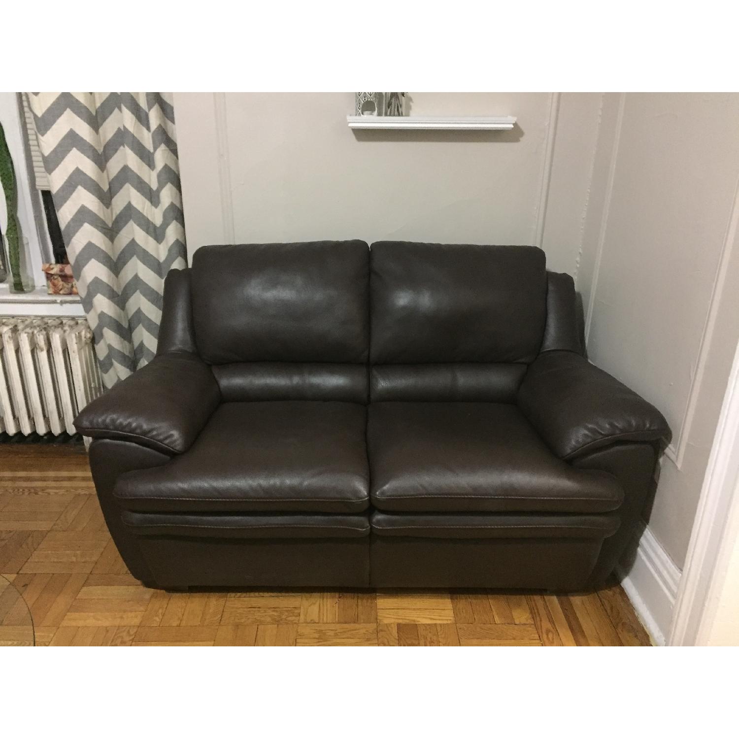 Raymour & Flanigan Natuzzi Italia Leather Loveseat - image-1