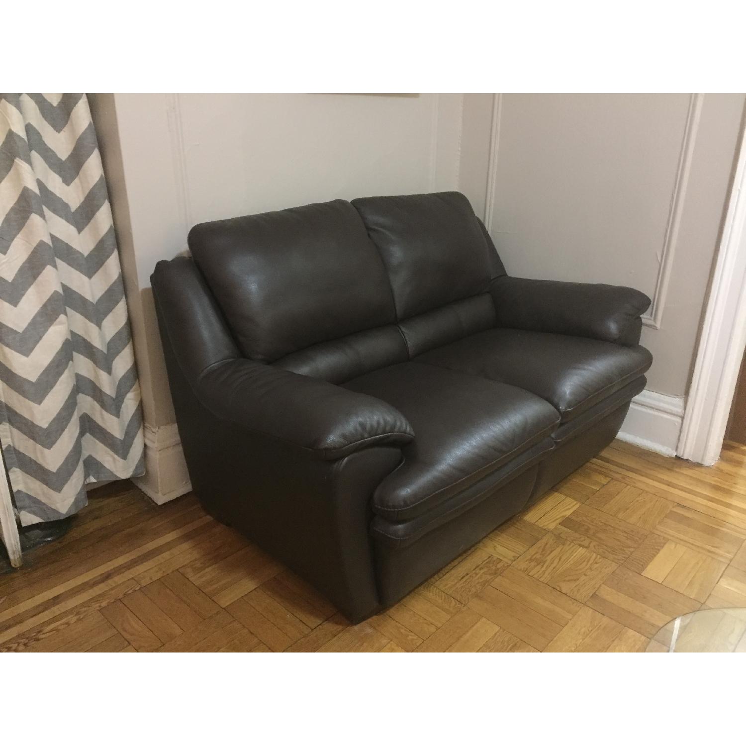 Raymour & Flanigan Natuzzi Italia Leather Loveseat - image-3