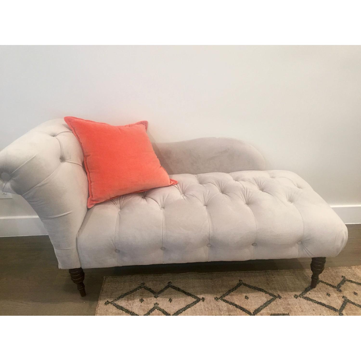 One King's Lane Frances Tufted Chaise in Dove Velvet - image-1