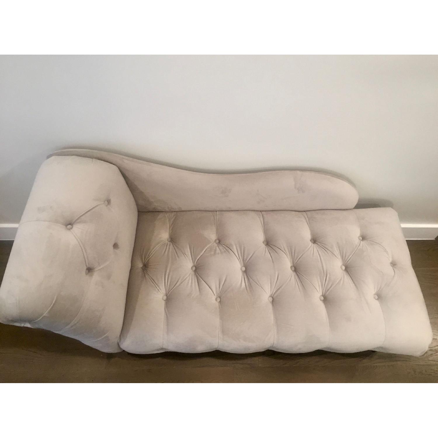 One King's Lane Frances Tufted Chaise in Dove Velvet - image-2