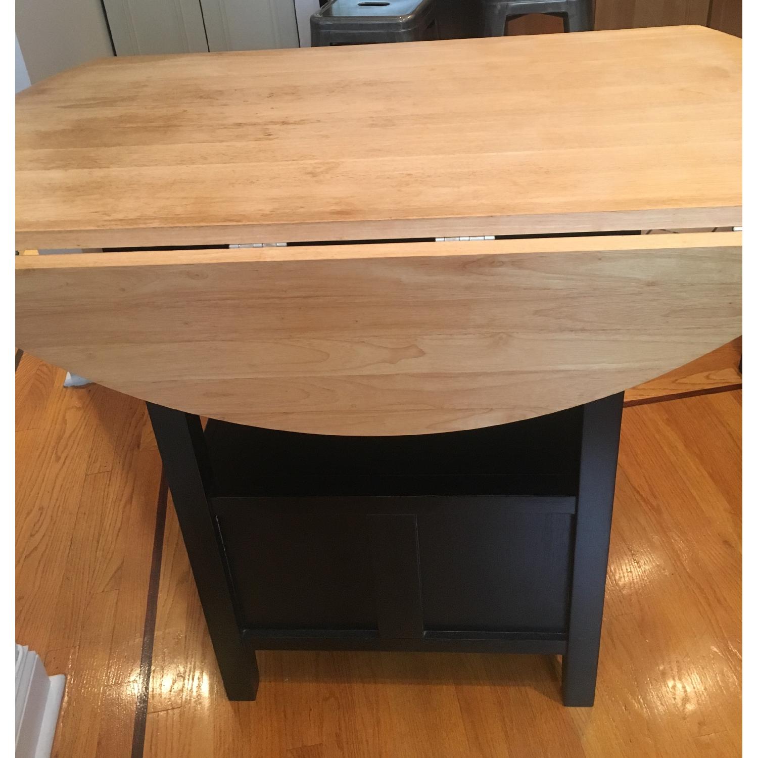 Crate & Barrel Kitchen Island w/ Storage & Wine Rack - image-2