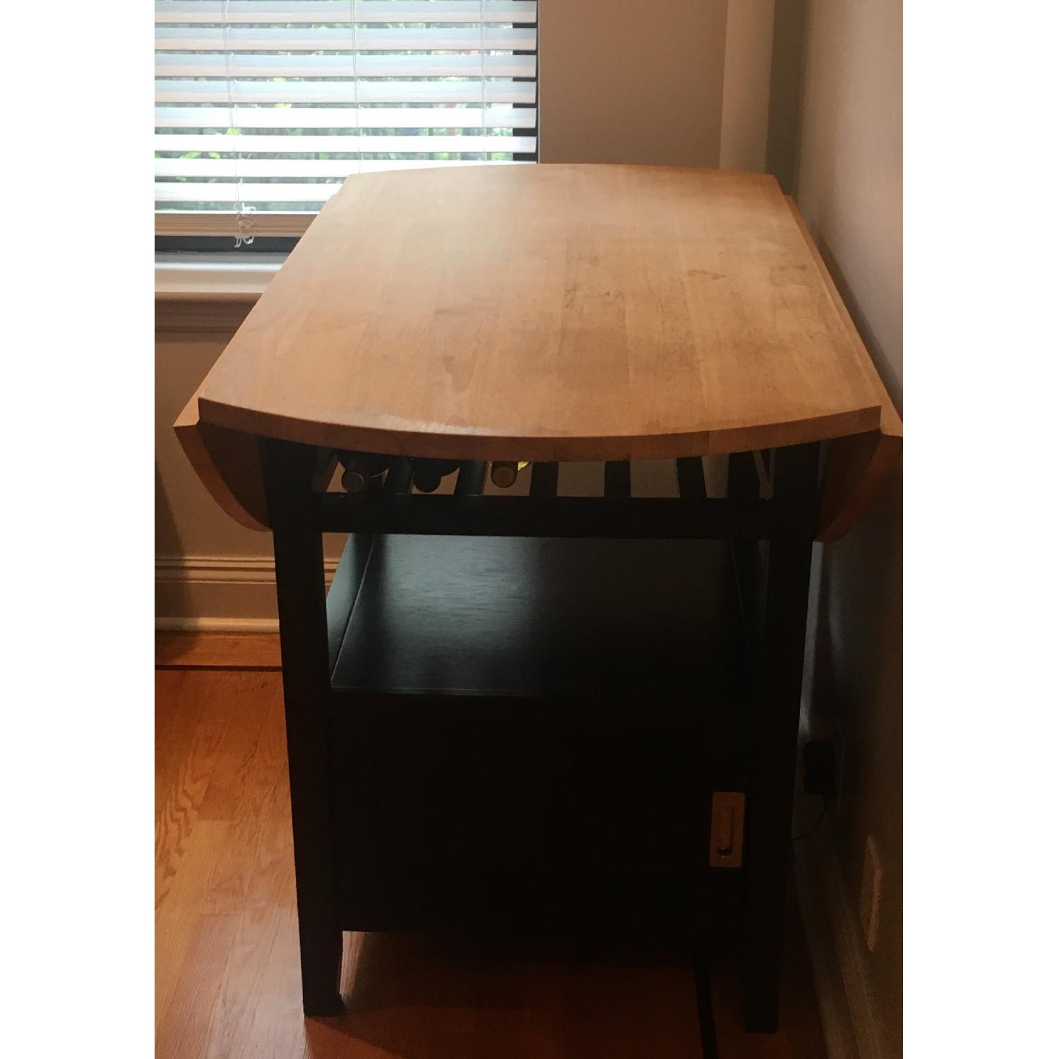 Crate & Barrel Kitchen Island w/ Storage & Wine Rack - image-4