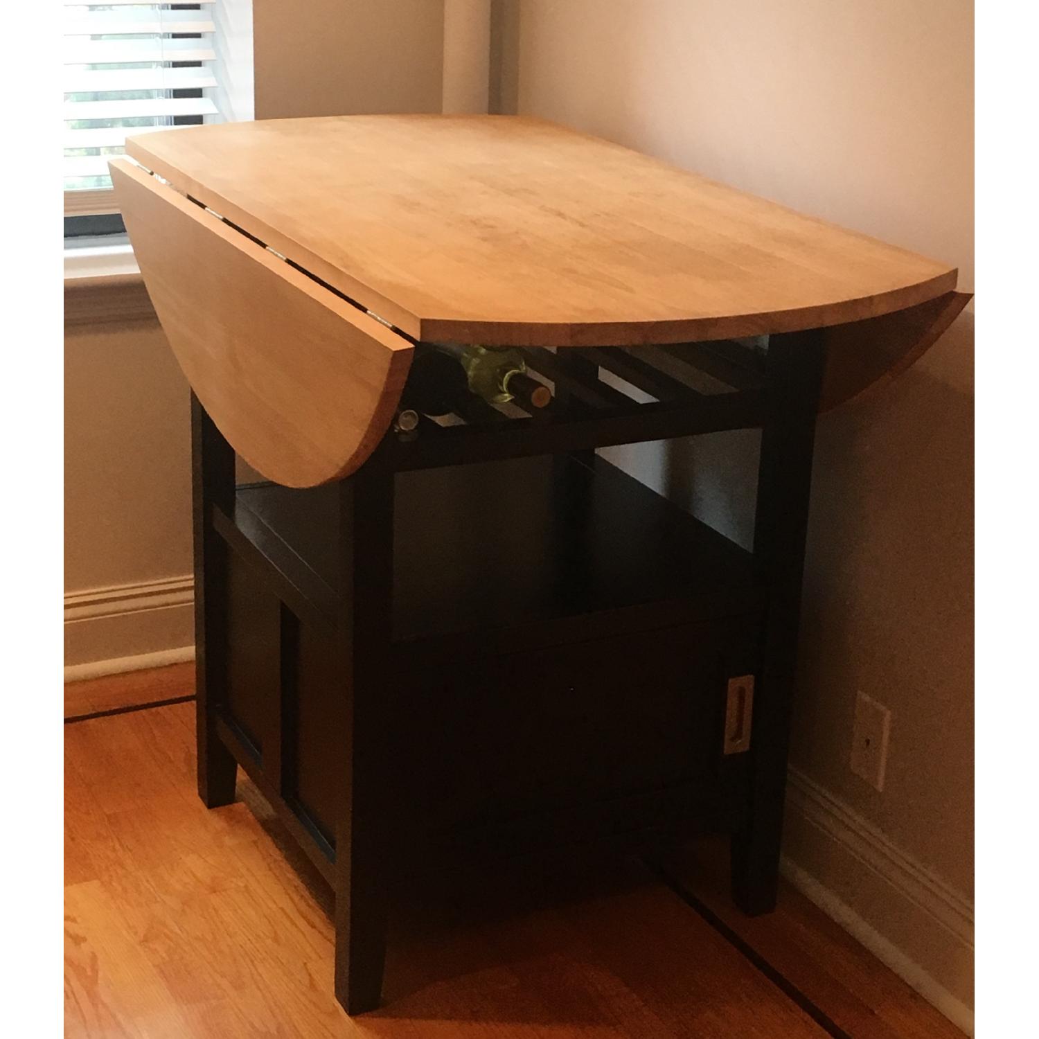 Crate & Barrel Kitchen Island w/ Storage & Wine Rack - image-5