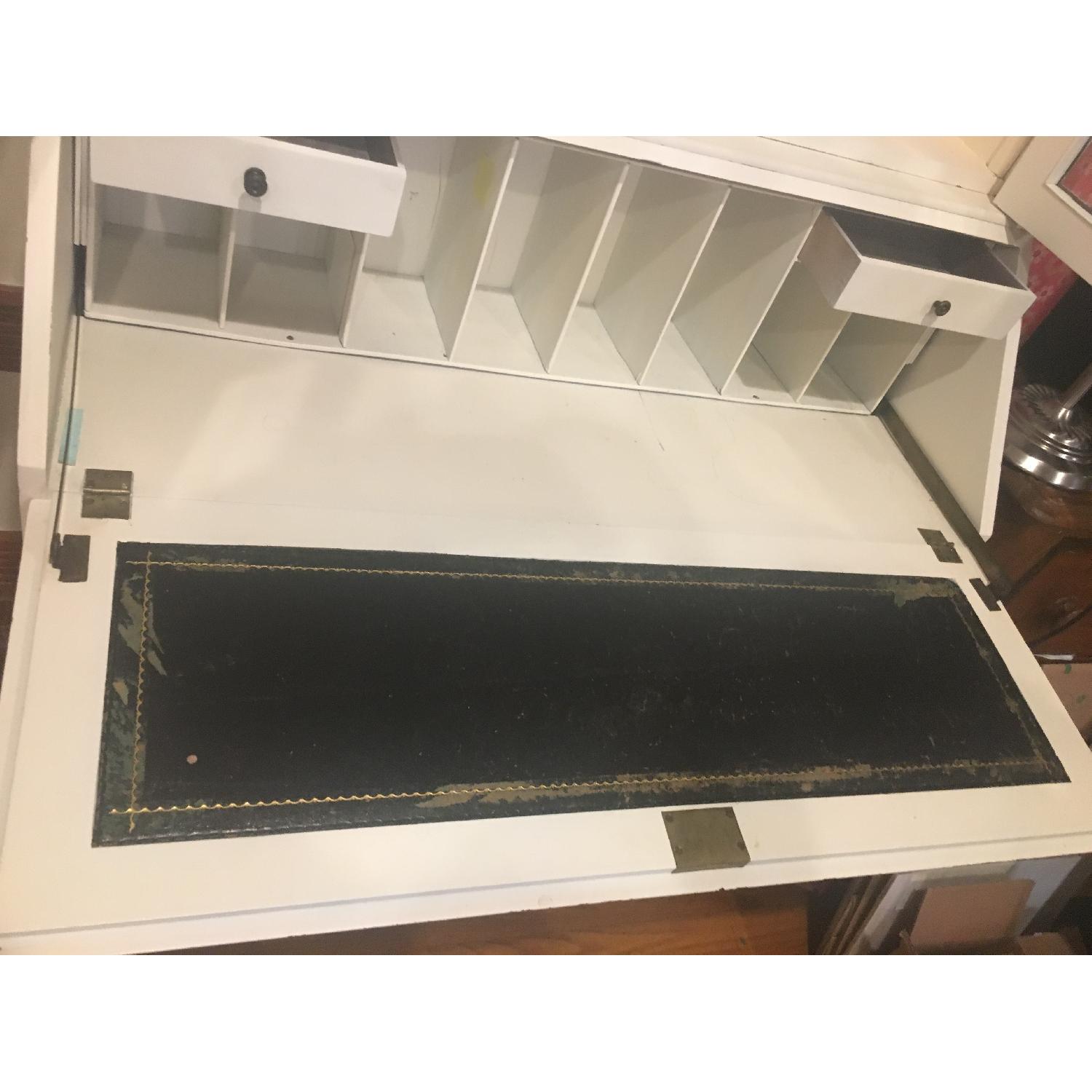 Antique Secretary Desk w/ Glass-Door Hutch in White - image-3