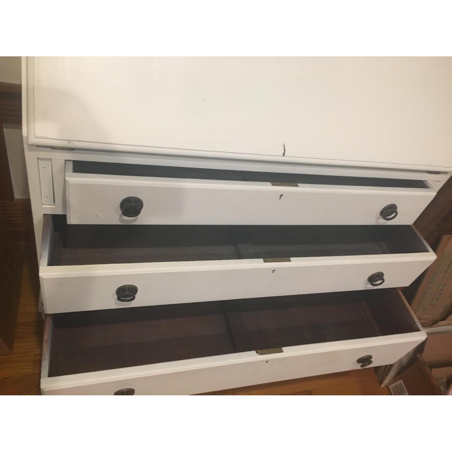Antique Secretary Desk w/ Glass-Door Hutch in White - image-4
