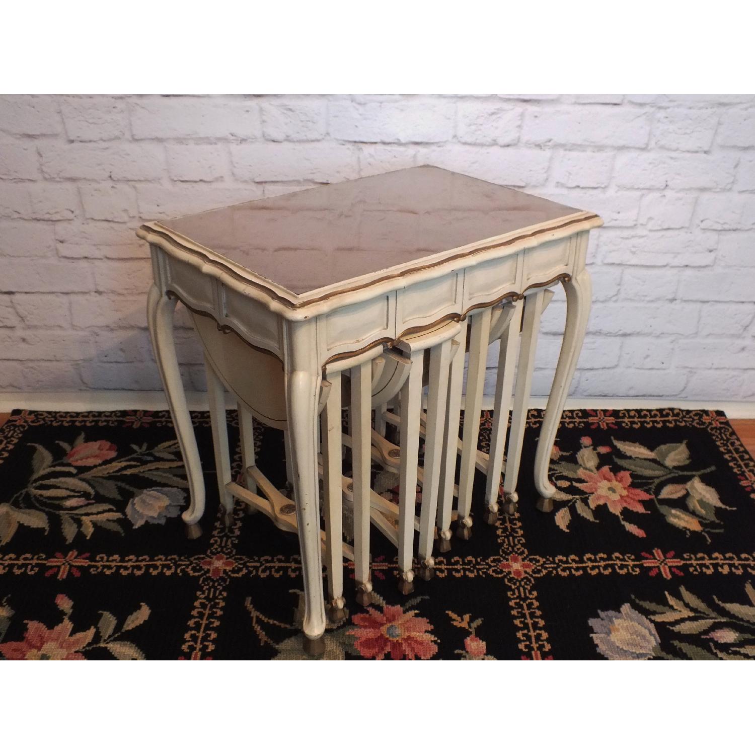 Vintage Italian Lacquered Table w/ 2 Sstools - image-1