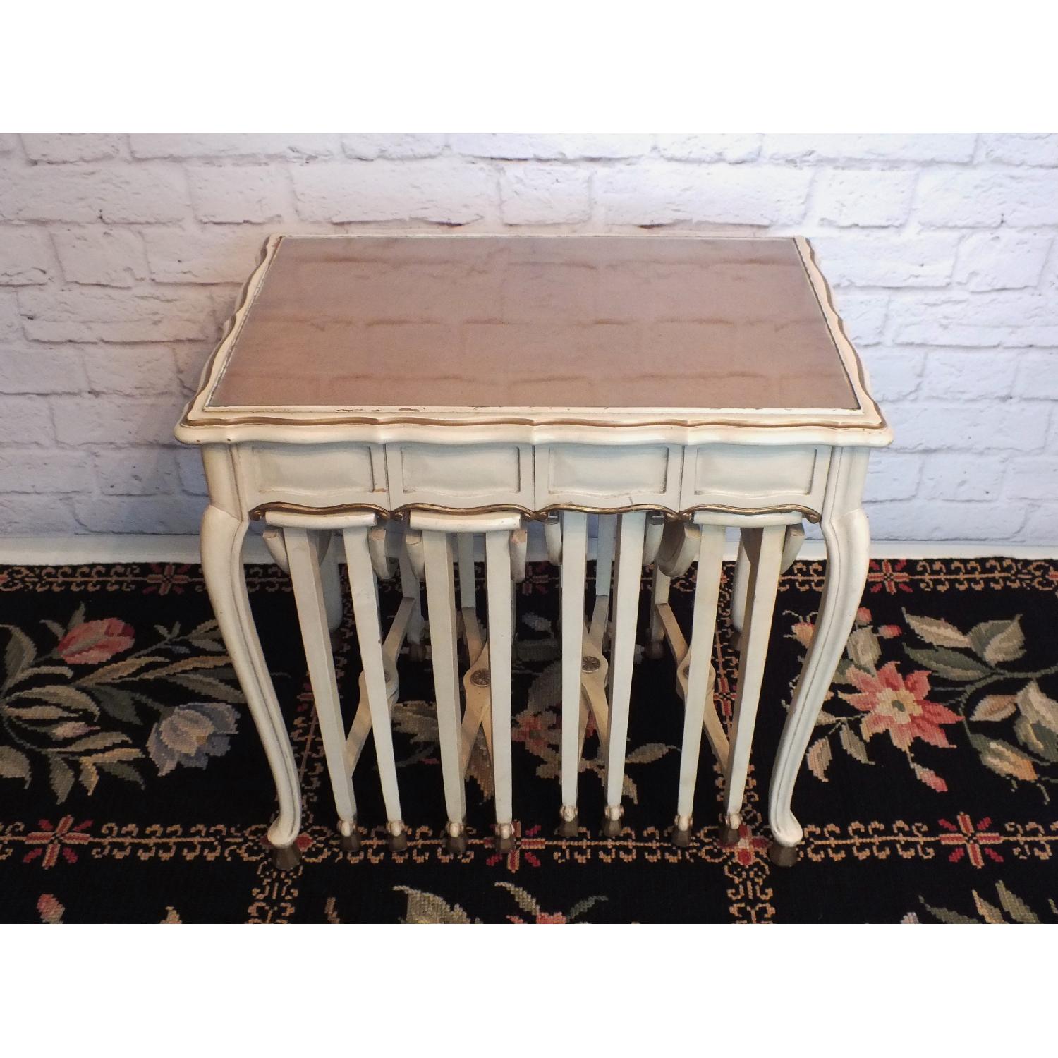 Vintage Italian Lacquered Table w/ 2 Sstools - image-2