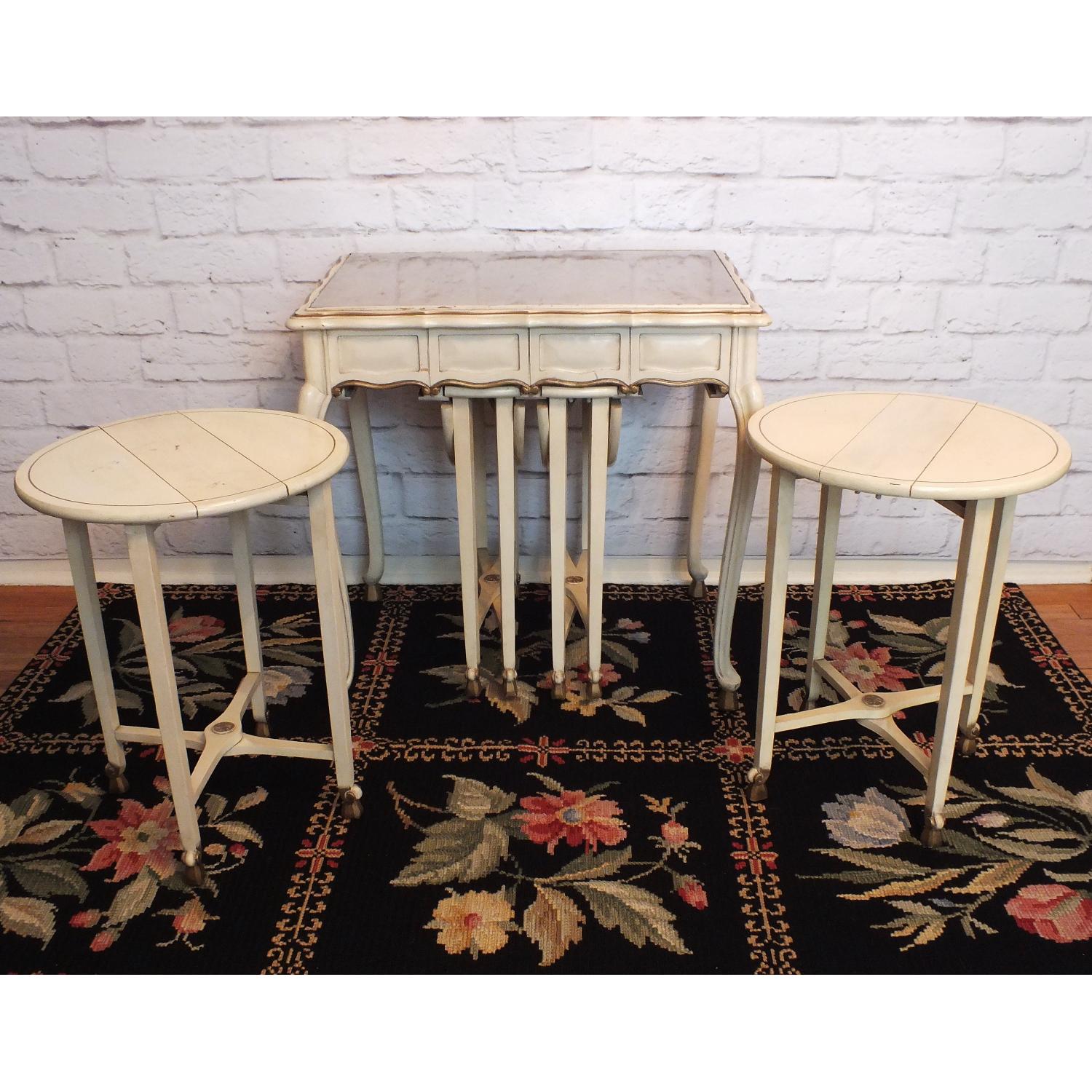 Vintage Italian Lacquered Table w/ 2 Sstools - image-3
