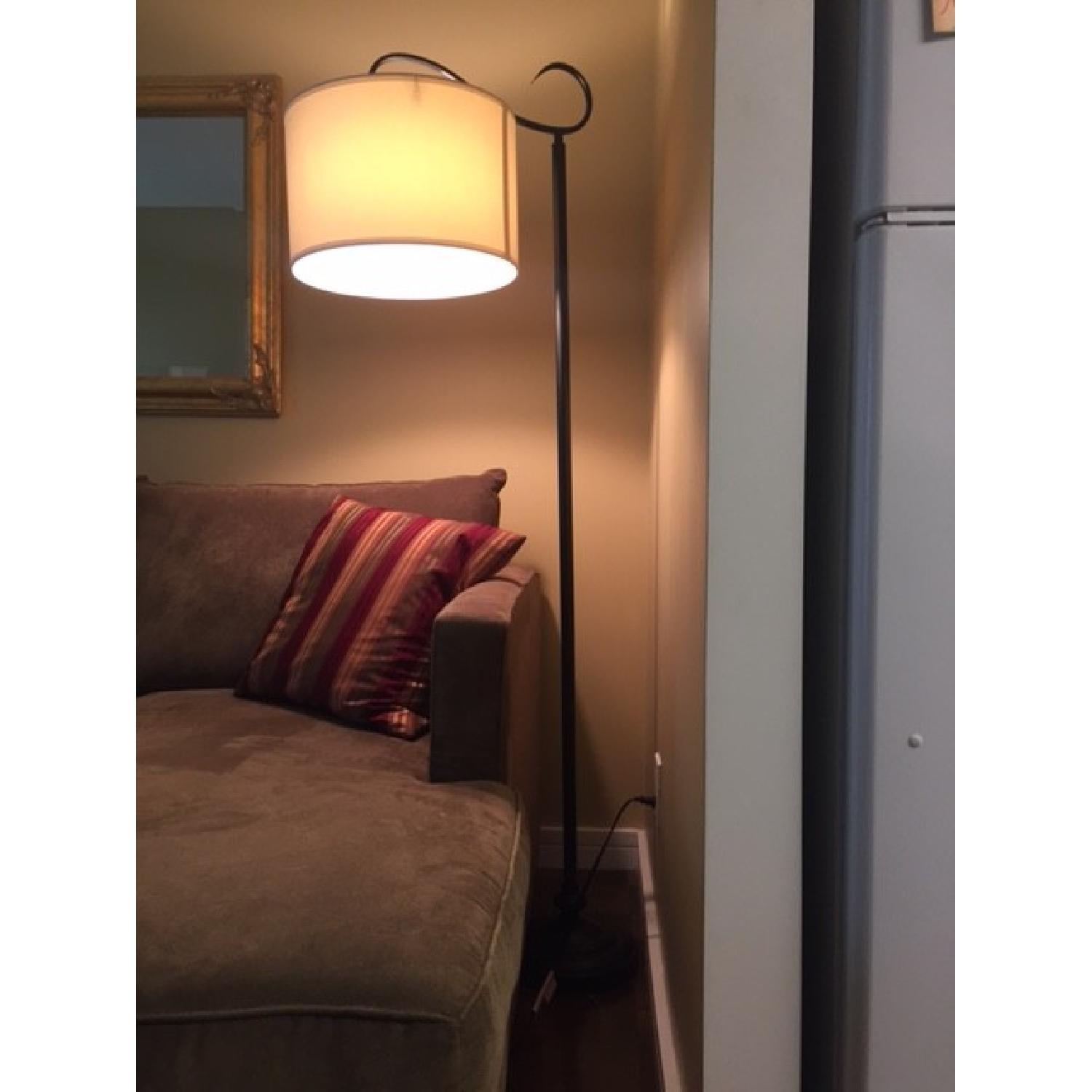 Kirkland's Black Metal Scroll Linen Floor Lamps - image-2