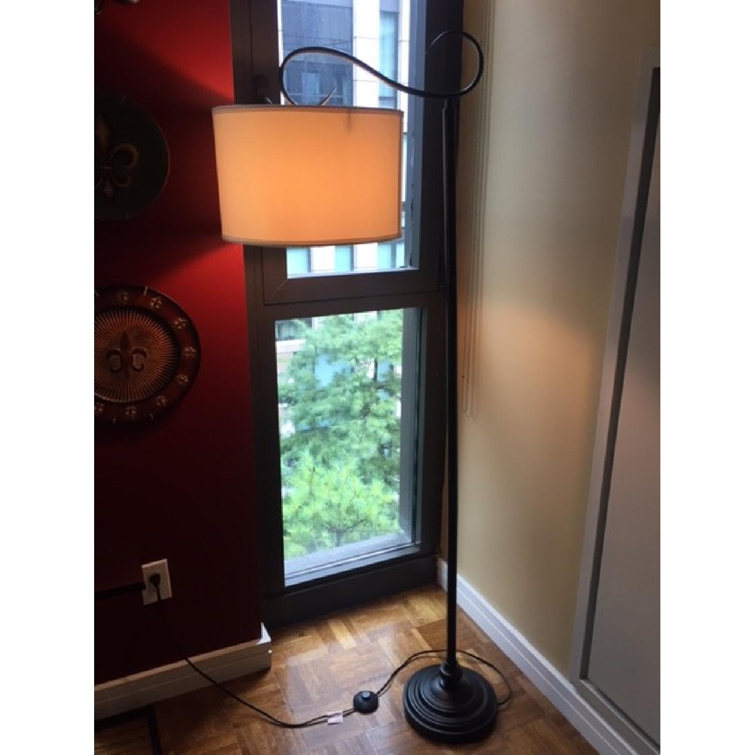 Kirkland's Black Metal Scroll Linen Floor Lamps - image-3