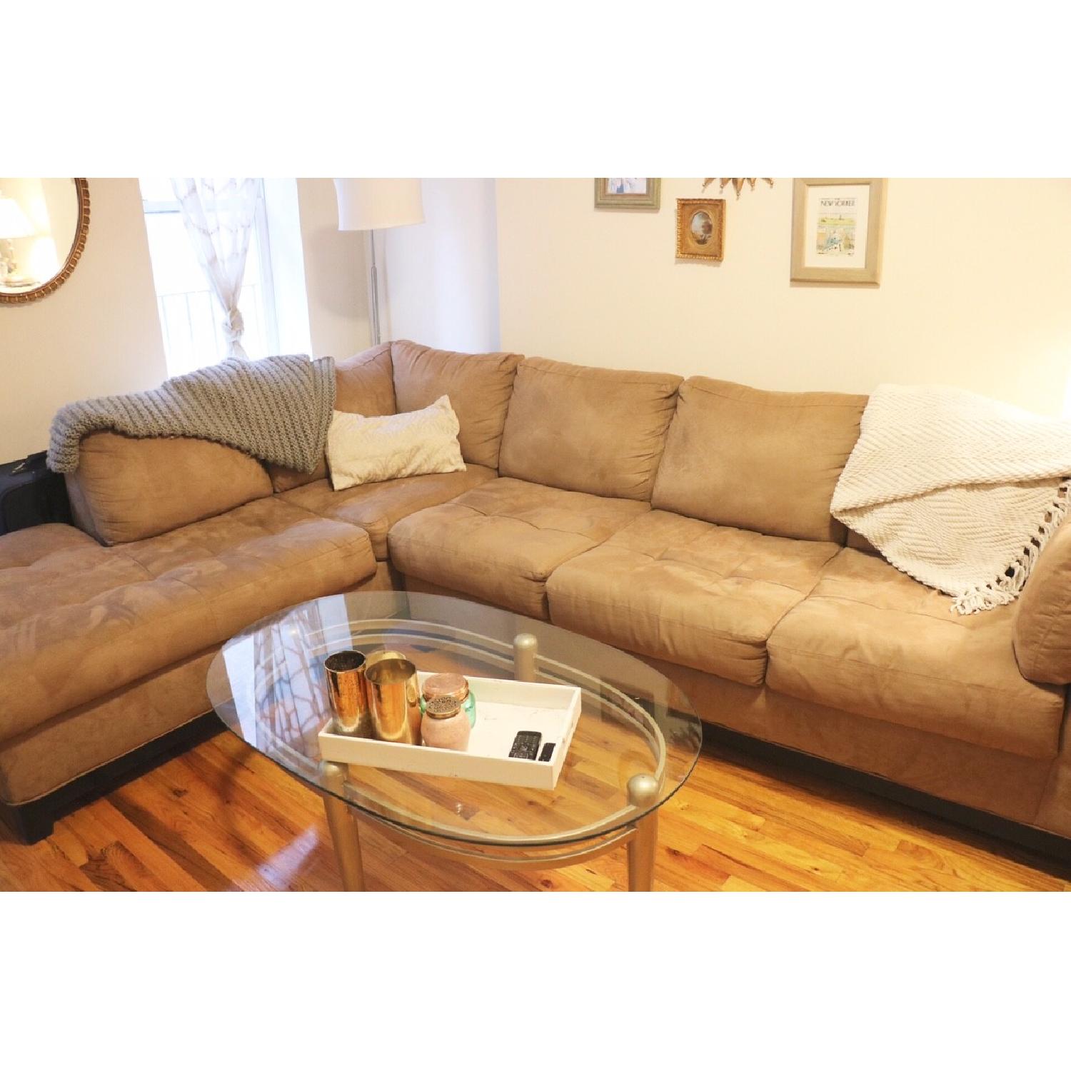 Raymour & Flanigan Cindy Crawford Home Metropolis Beige 2 Piece Sectional - image-3