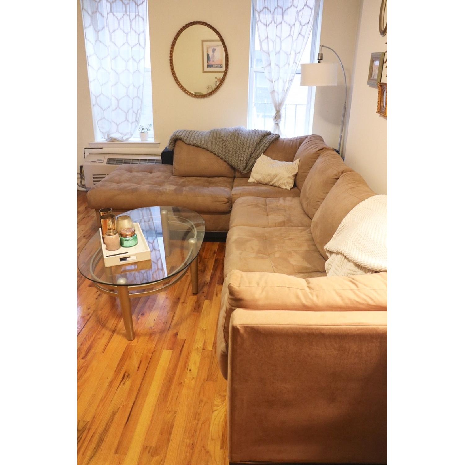 Raymour & Flanigan Cindy Crawford Home Metropolis Beige 2 Piece Sectional - image-4