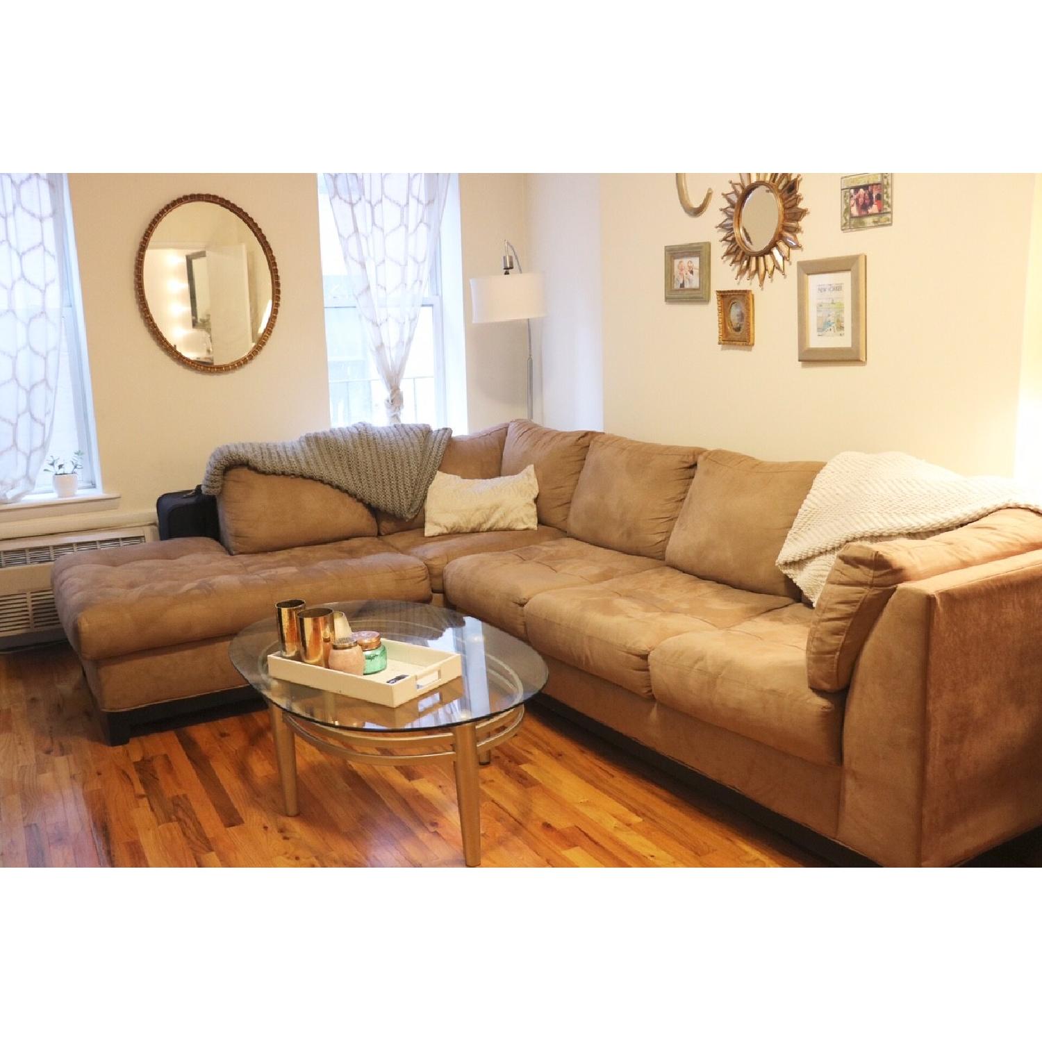 Raymour & Flanigan Cindy Crawford Home Metropolis Beige 2 Piece Sectional - image-5