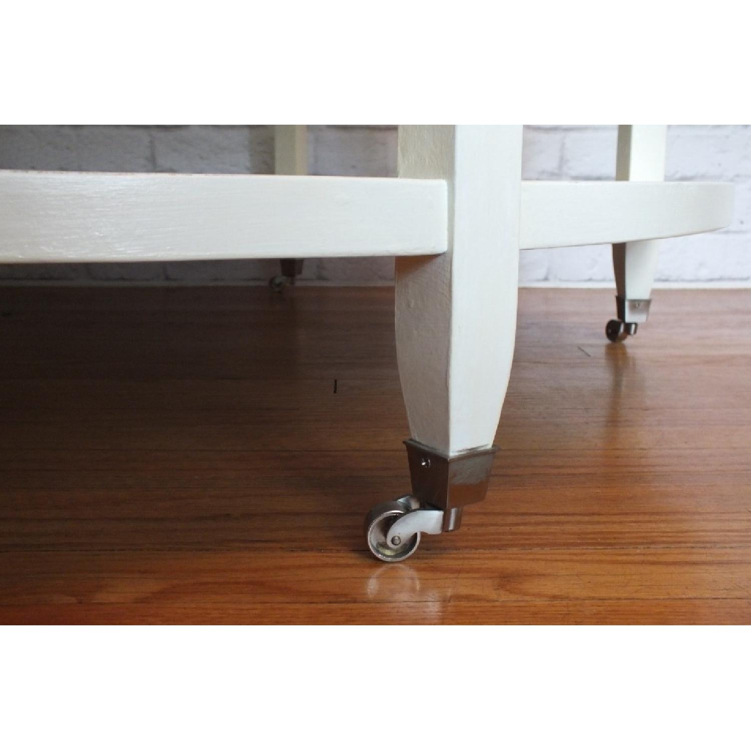 Custom Made Mid-Century Round White Caned Coffee Table - image-6