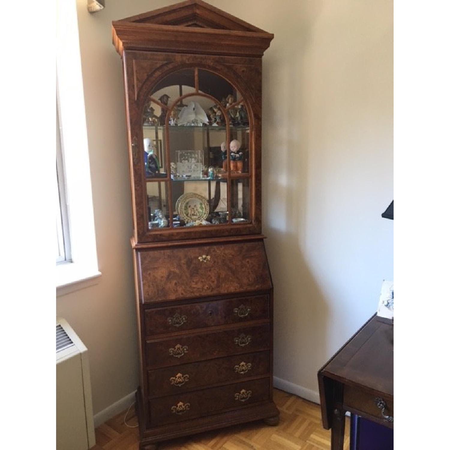Vintage Walnut Burl Wood Secretary - image-1