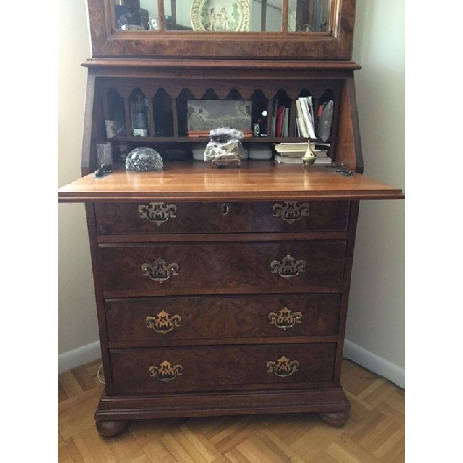 Vintage Walnut Burl Wood Secretary - image-2